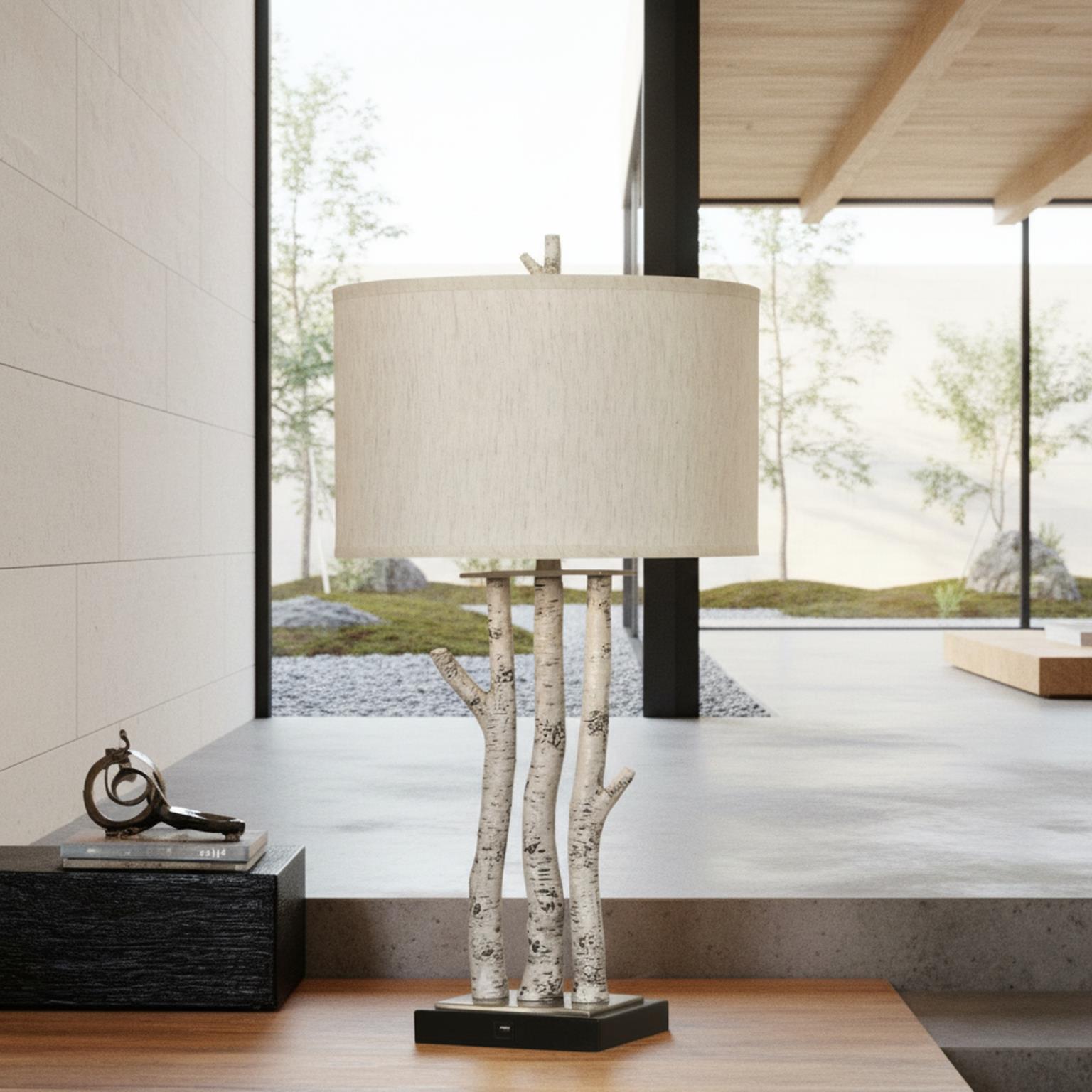 Birchwood Trio, 29.5" white wash table lamp, sold as 2pk