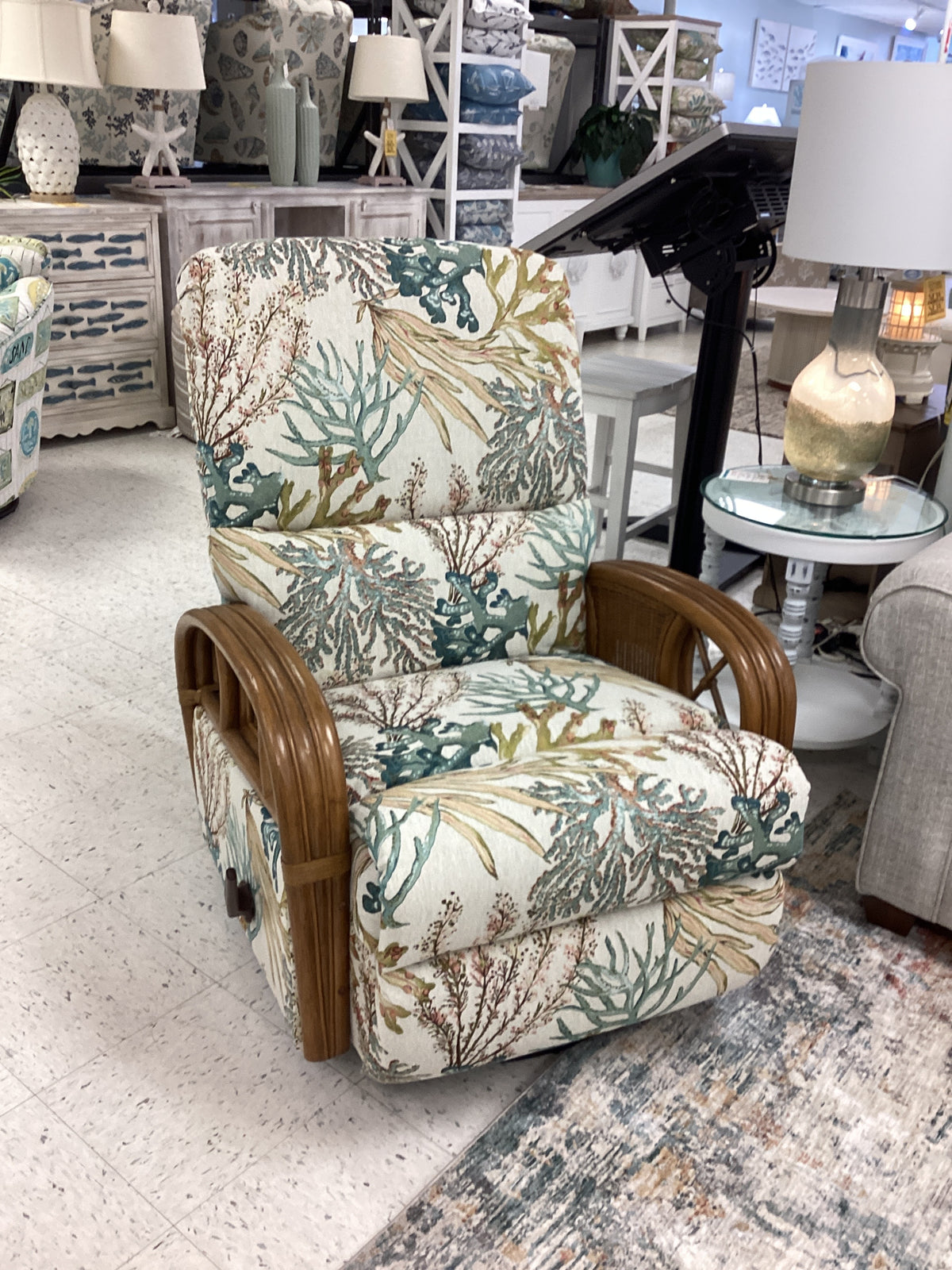 Custom Stanley Recliner - Power/Rattan Arm - Atlantic Fine Furniture Melbourne FL
