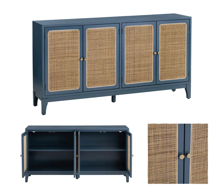 Shoreside Four-Door Sideboard, Navy - Atlantic Fine Furniture Melbourne FL