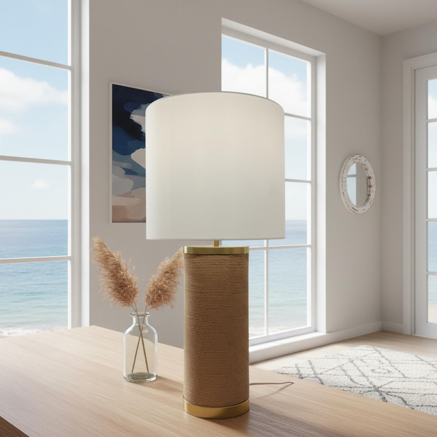 Catalina, 28" Rope Table Lamp (2pk). Natural and Gold finish