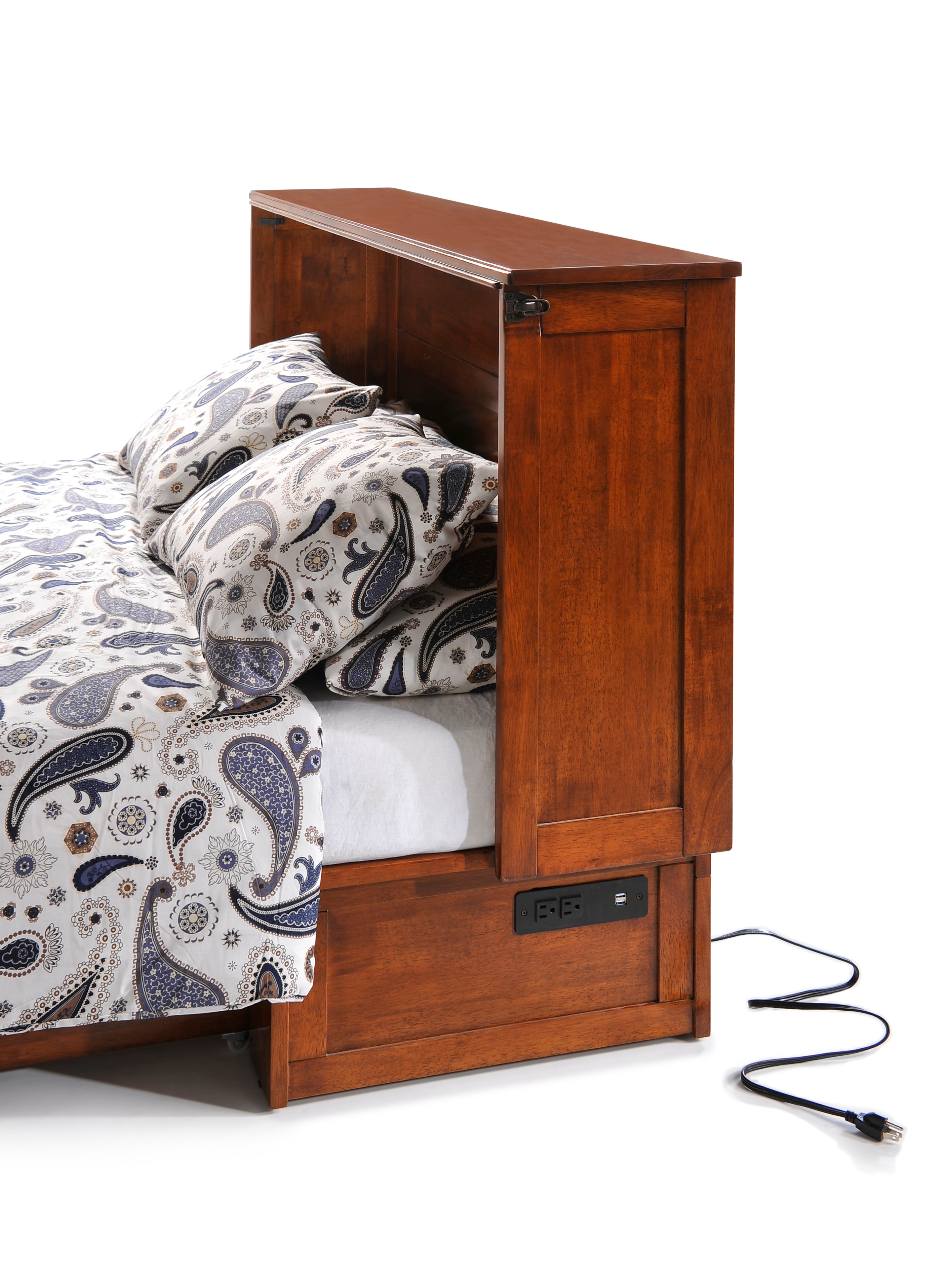 Newport Murphy Cabinet Bed in Cherry, side view | Atlantic Fine Furniture, Melbourne FL