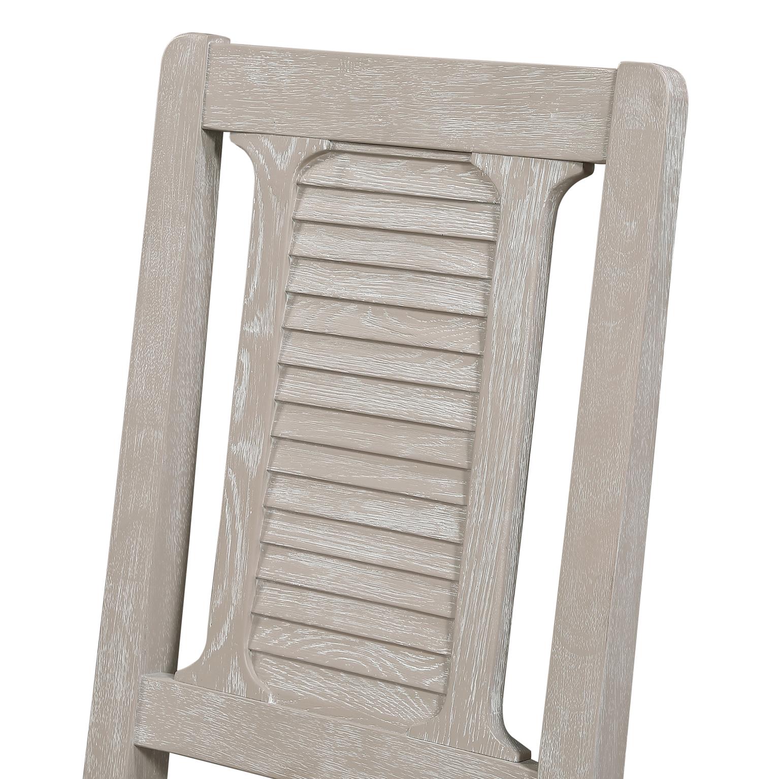 Cape May Writing Desk w/ Power and Upholstered Shutter Back Chair. Glazed Driftwood Finish