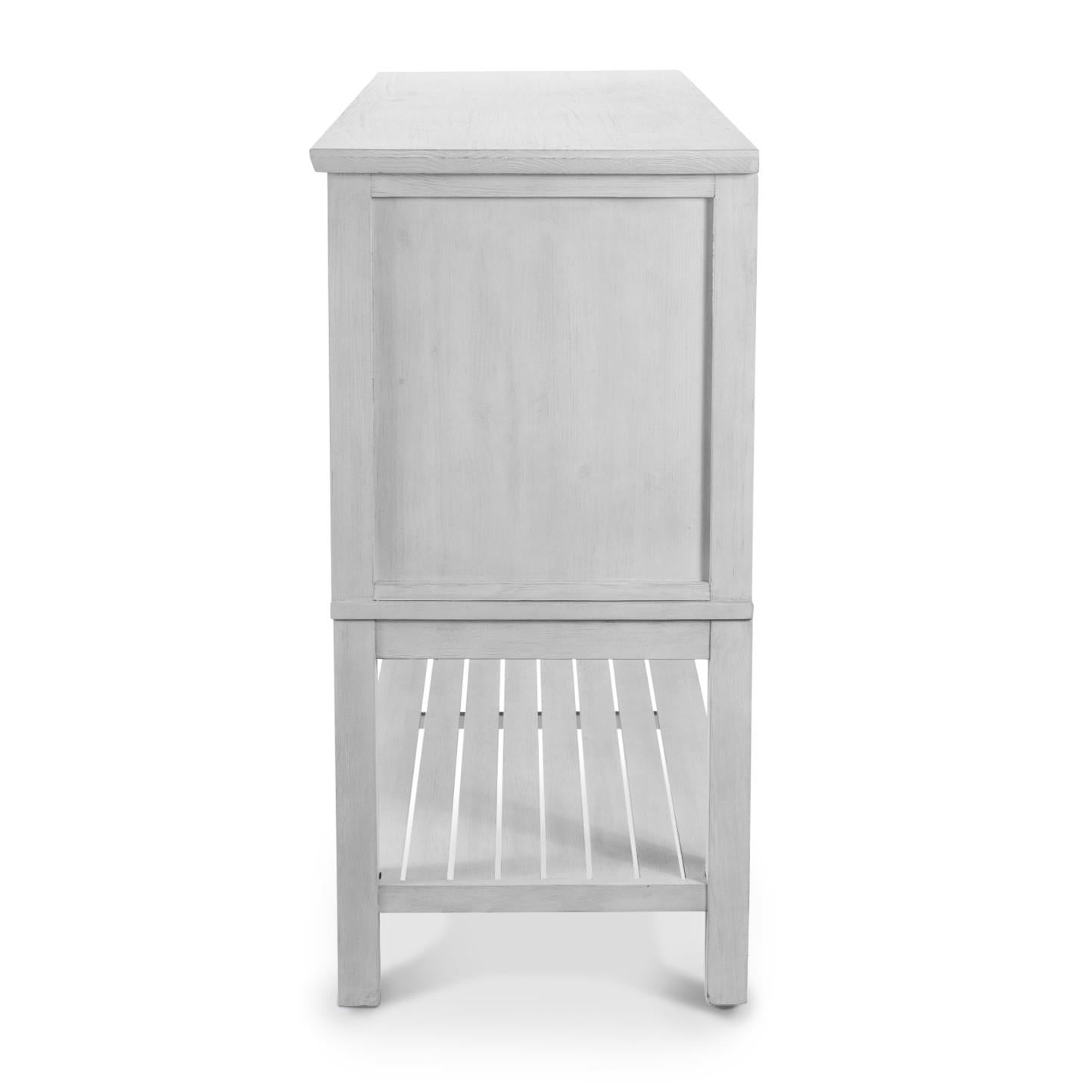 Geneva 2-Door / 3-Drawer Credenza. Distressed White Finish