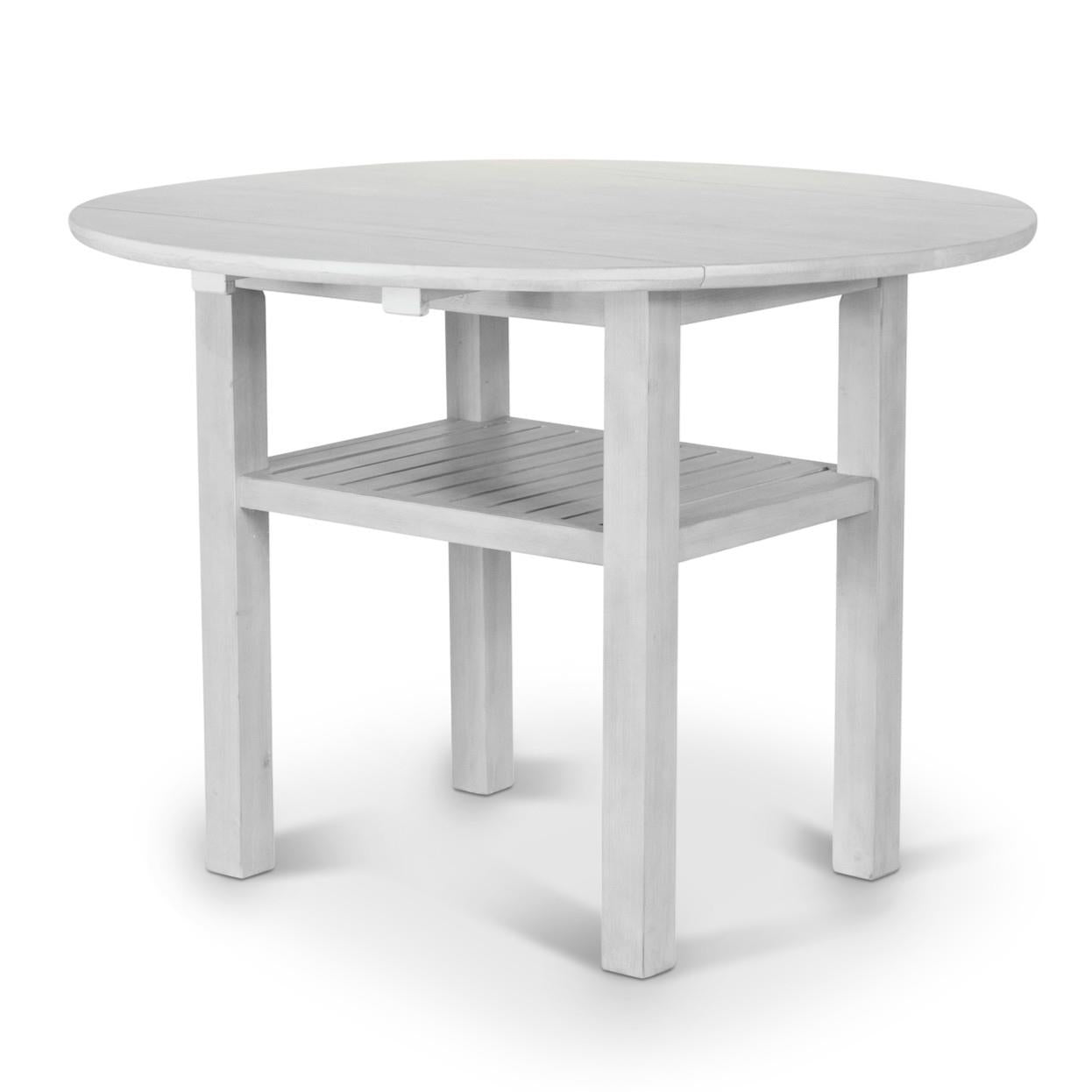 Geneva Drop Leaf Table (42"). Distressed White Finish