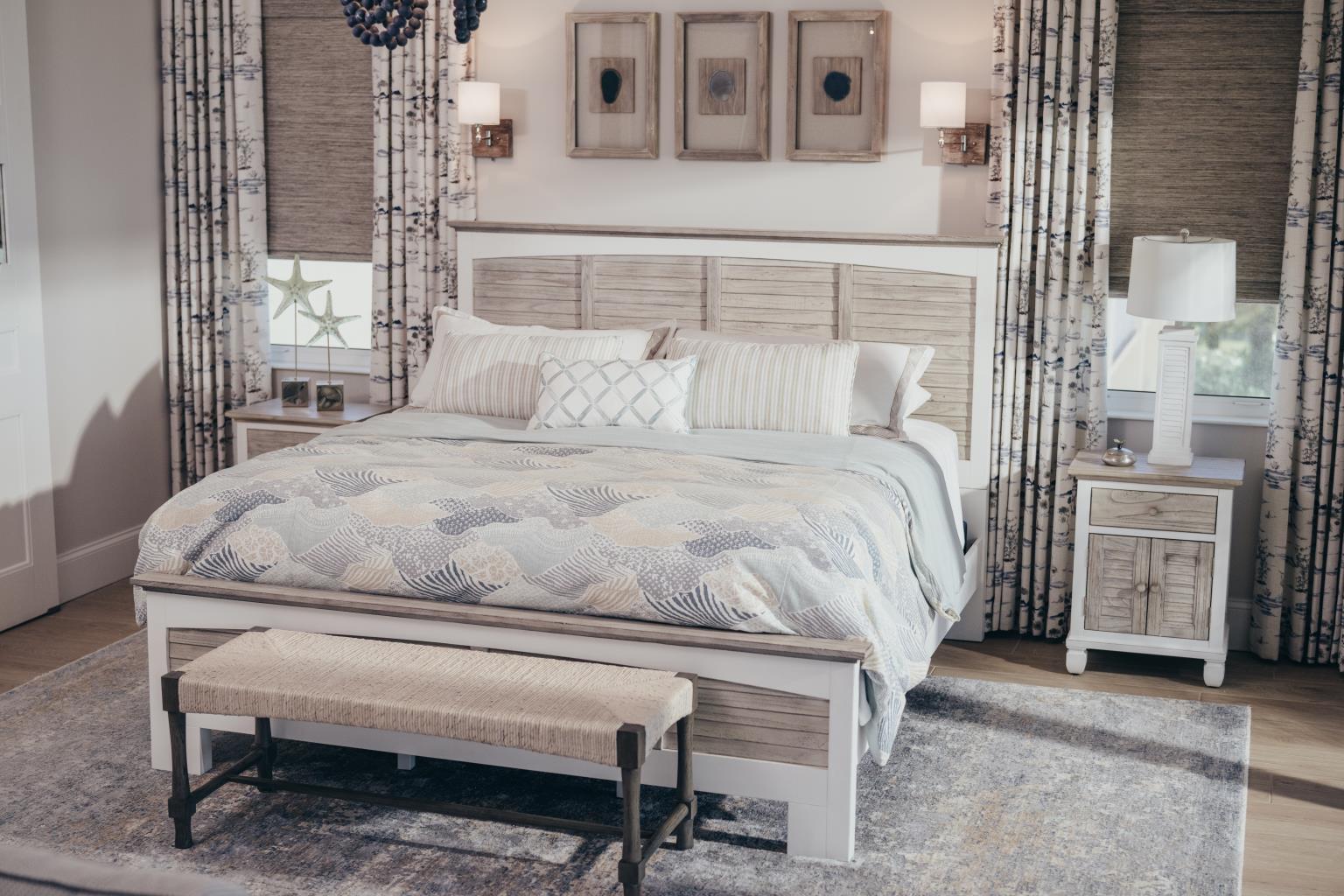 Islamorada queen complete bed, dapple grey finish