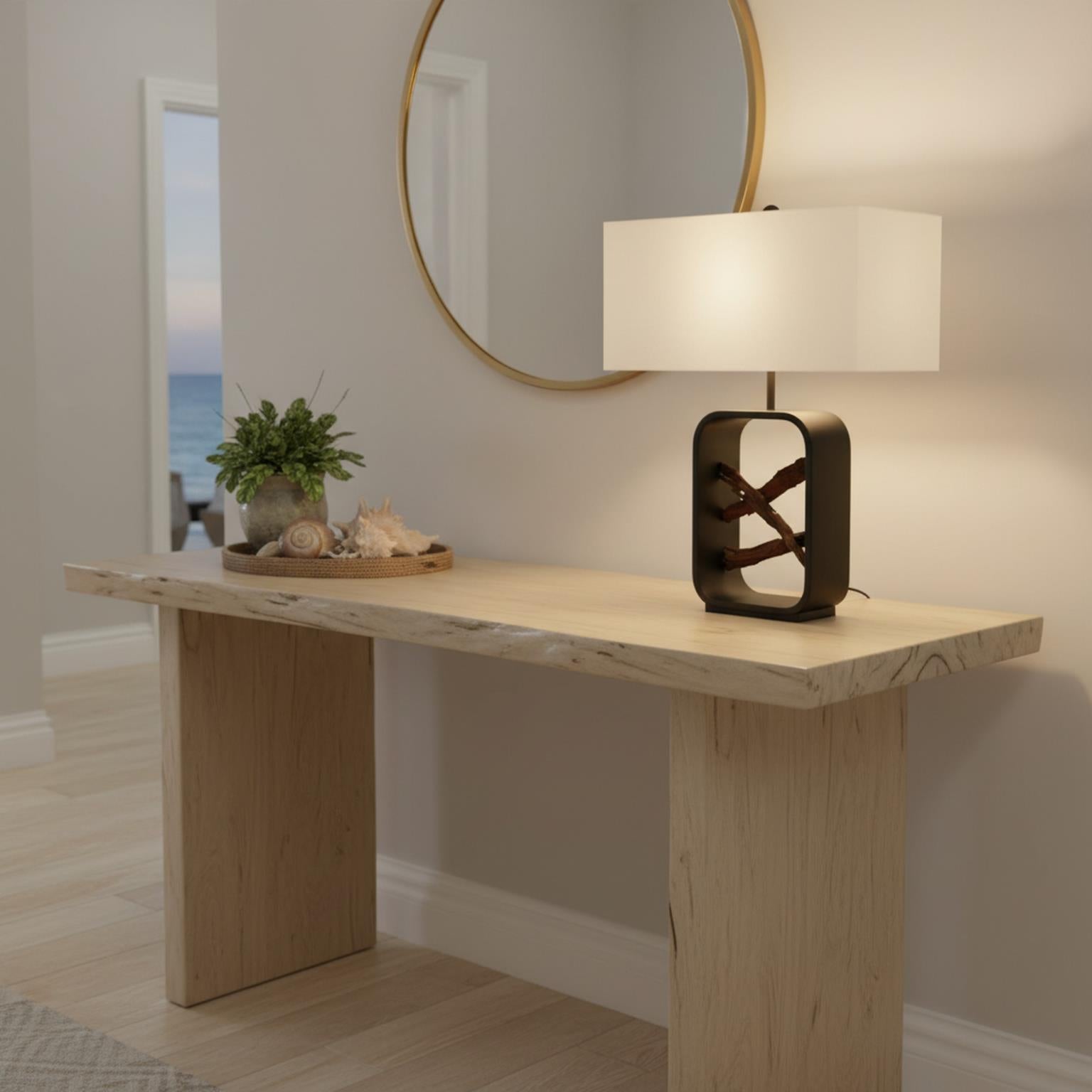 Drift, 25" Table Lamp (1pk). Driftwood and Black finish