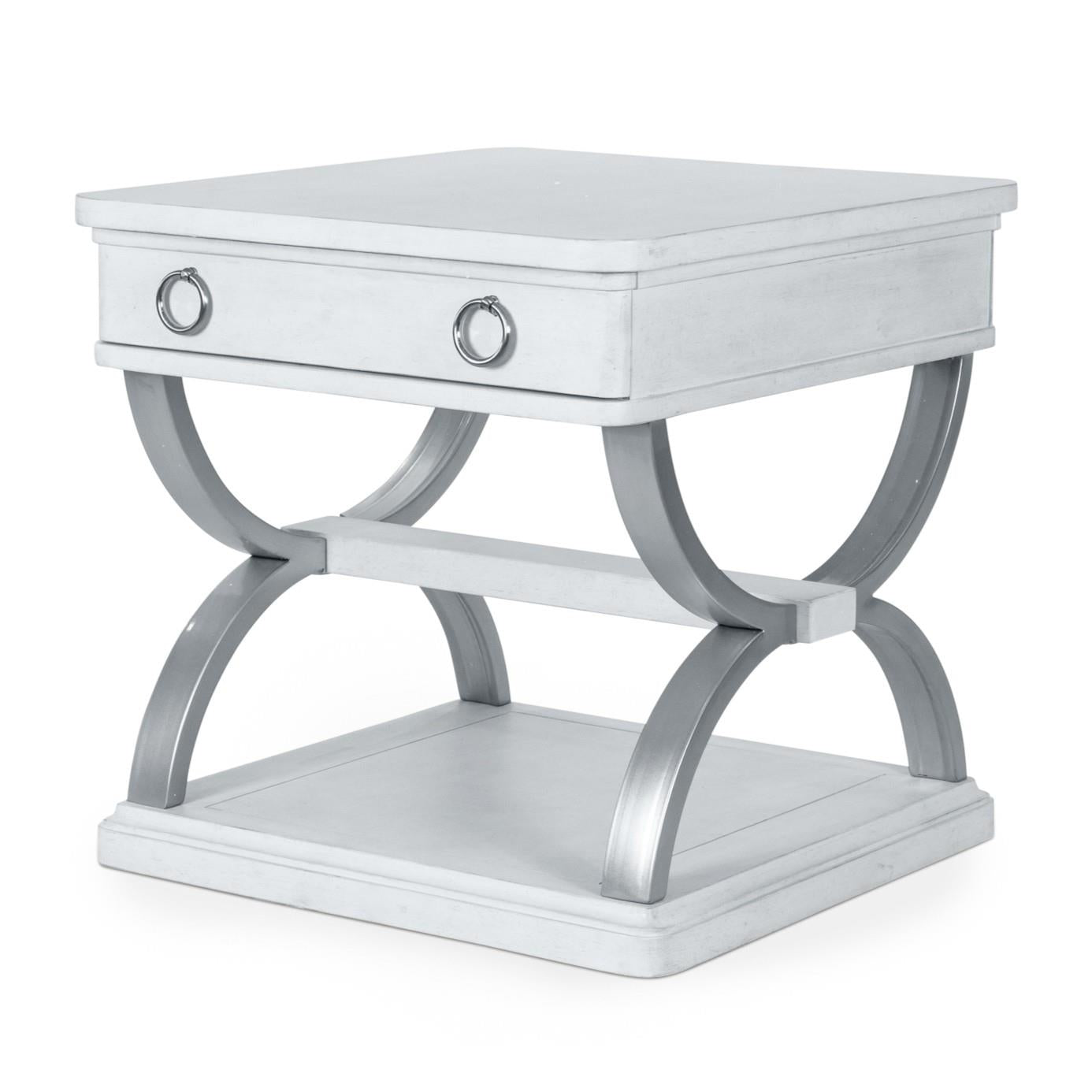 Point Breeze 1-Drawer End Table w/ Metal. Fresh White Finish