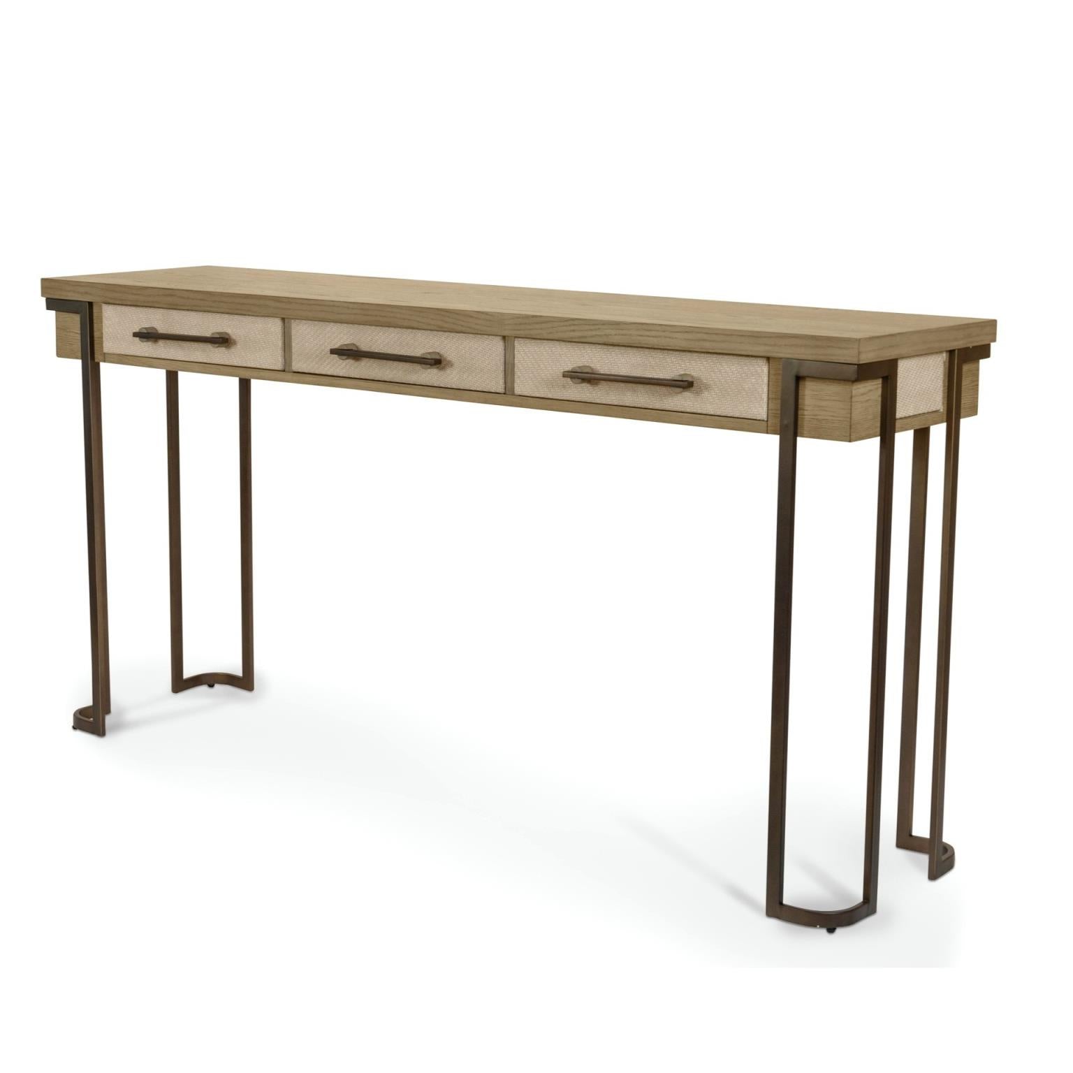 Rio Vista 3-Drawer Console w/ Power. Earth and Clay Finish