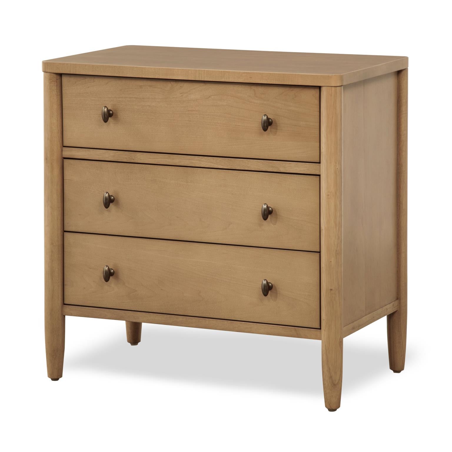 Chatham 3 Drawer Nightstand w/ Power and USB A+C. Warm Maple Finish