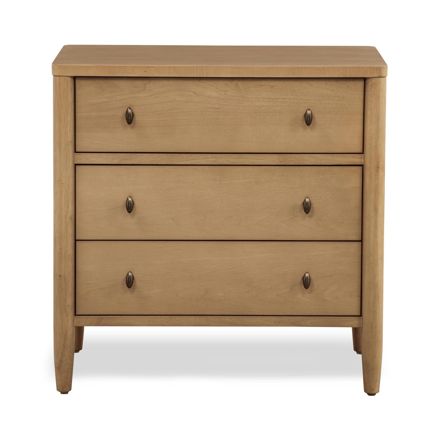 Chatham 3 Drawer Nightstand w/ Power and USB A+C. Warm Maple Finish