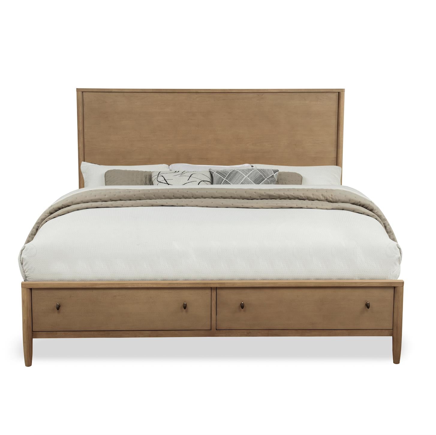 Chatham Tall King Storage Bed Complete. Warm Maple Finish