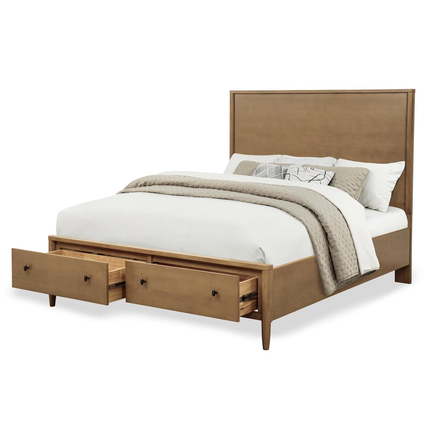 Chatham Tall Queen Storage Bed Complete. Warm Maple Finish