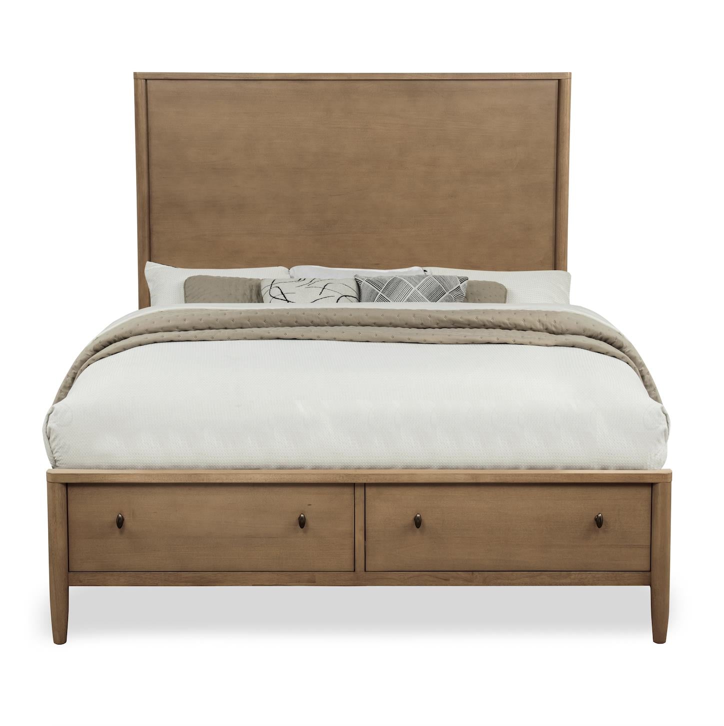 Chatham Tall Queen Storage Bed Complete. Warm Maple Finish