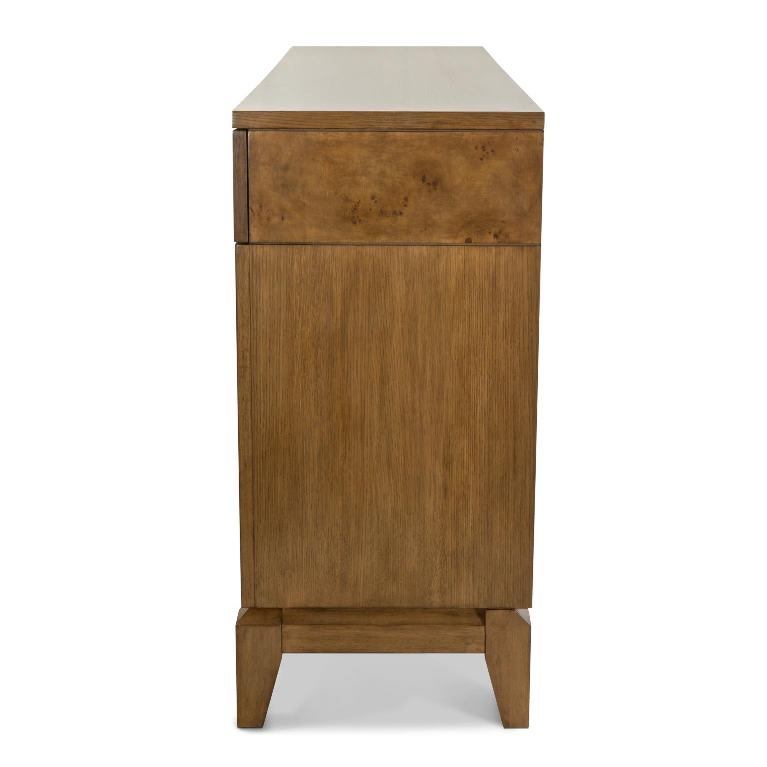Manhattan Valley 66" Credenza. Mappa Burl and Vintage Chestnut Finish