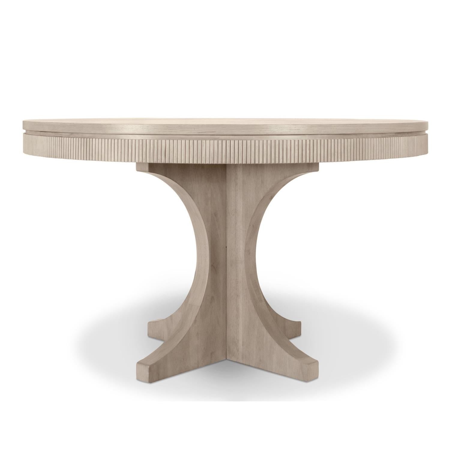 Manhattan Valley 50" Round Table. Mappa Burl Light Finish