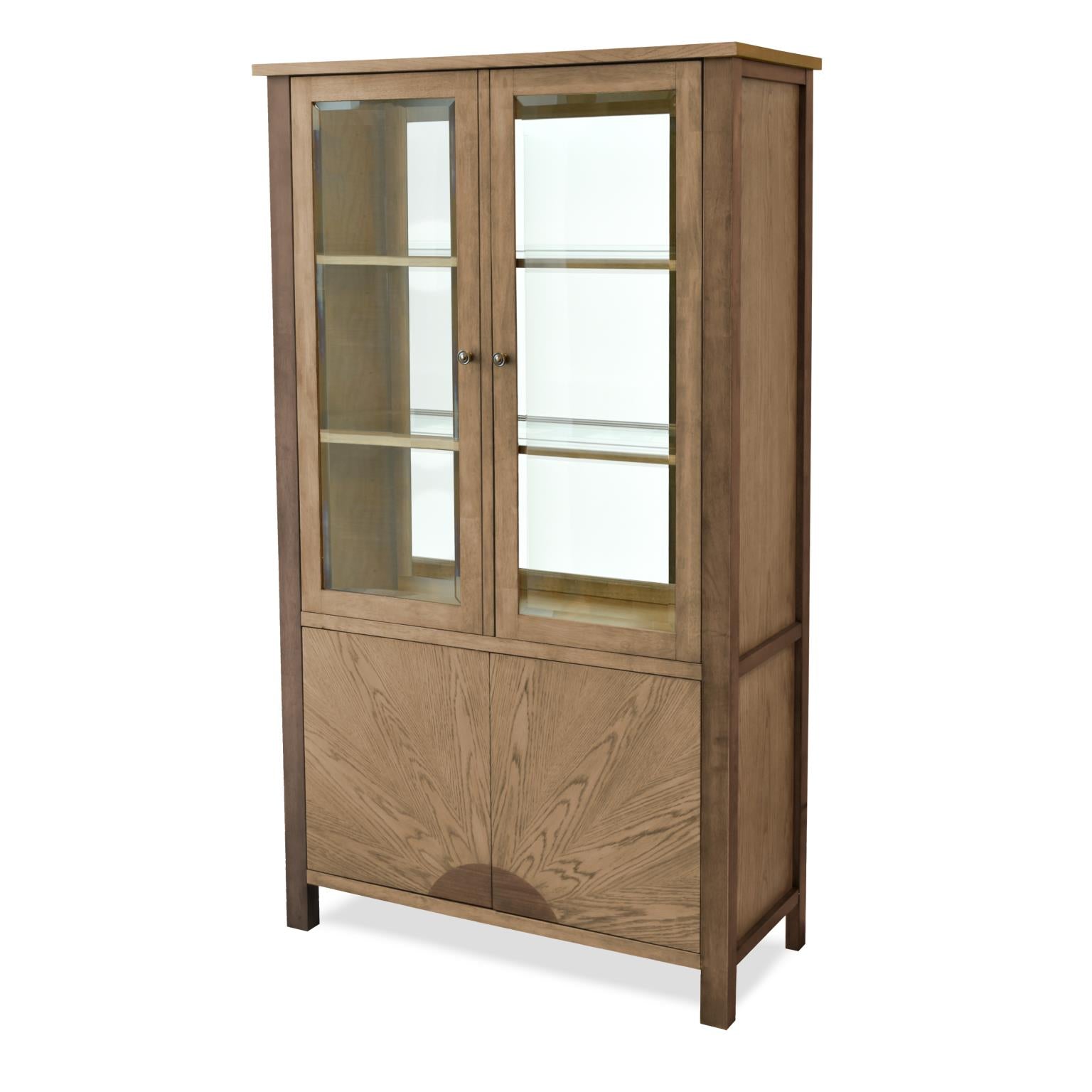 Sun Haven Curio w/ Touch Lighting. Oak and Walnut Finish