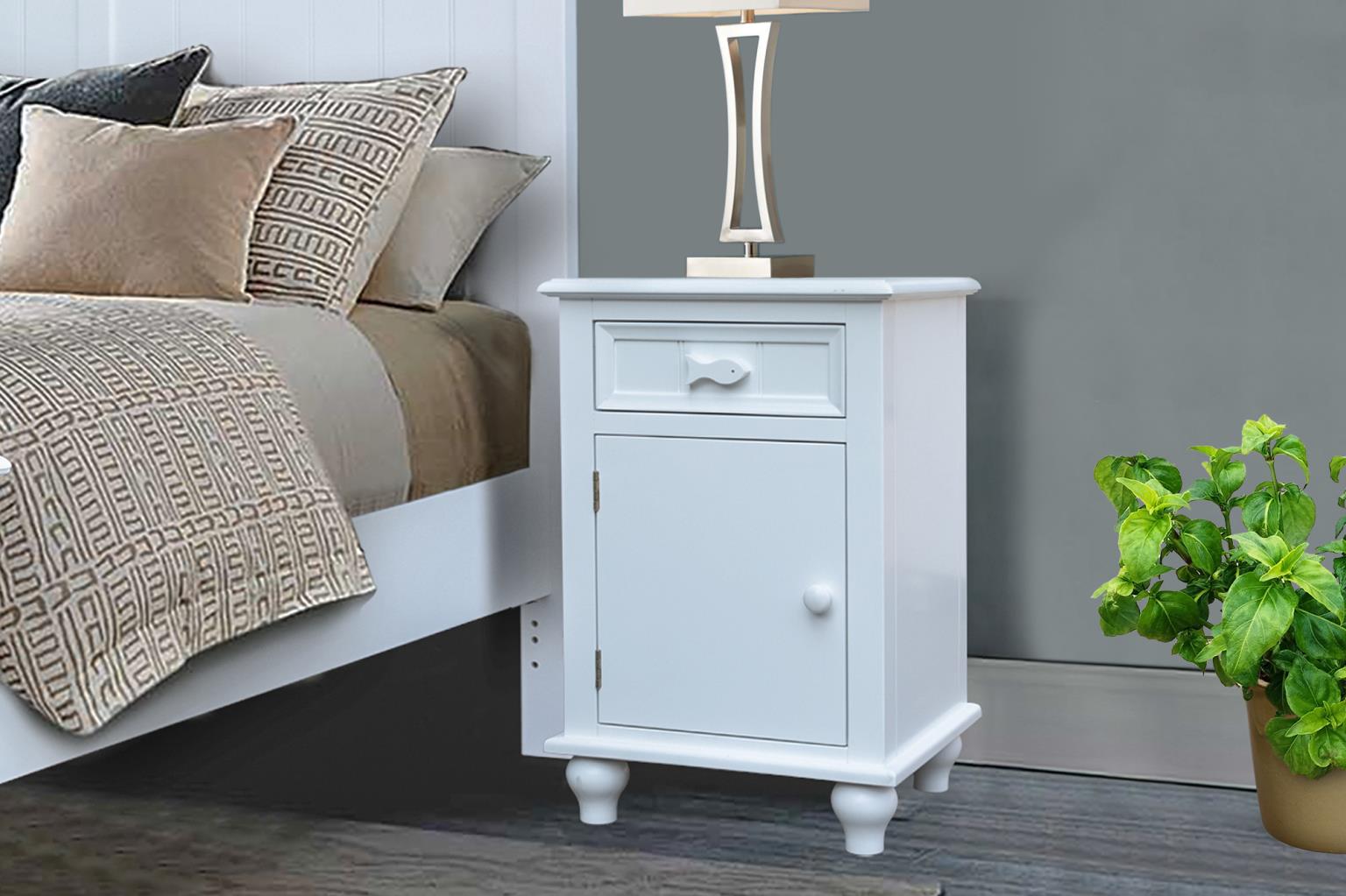 Fishtails Door Nightstand (White)