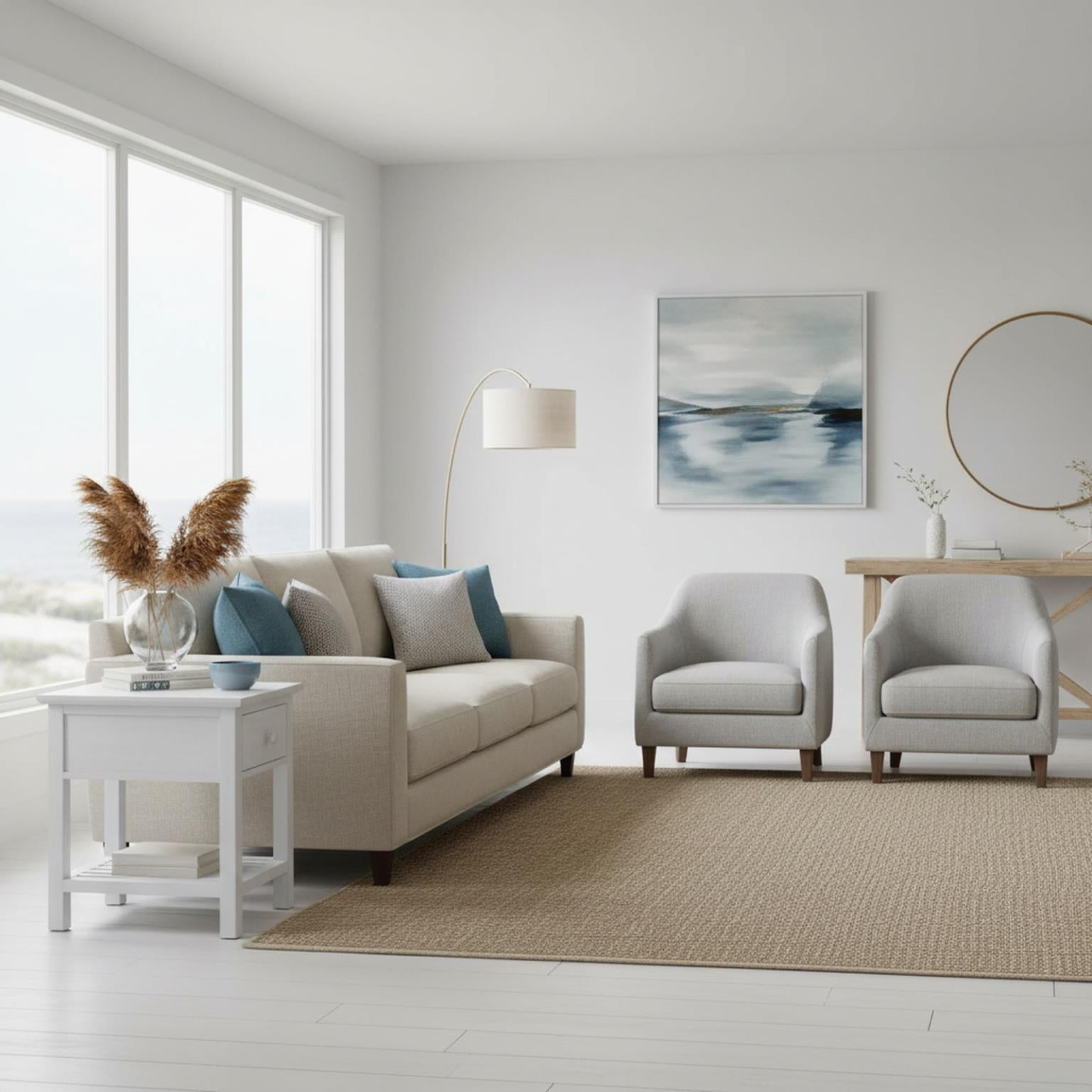 Geneva 1-Drawer Chairside Table. Distressed White finish