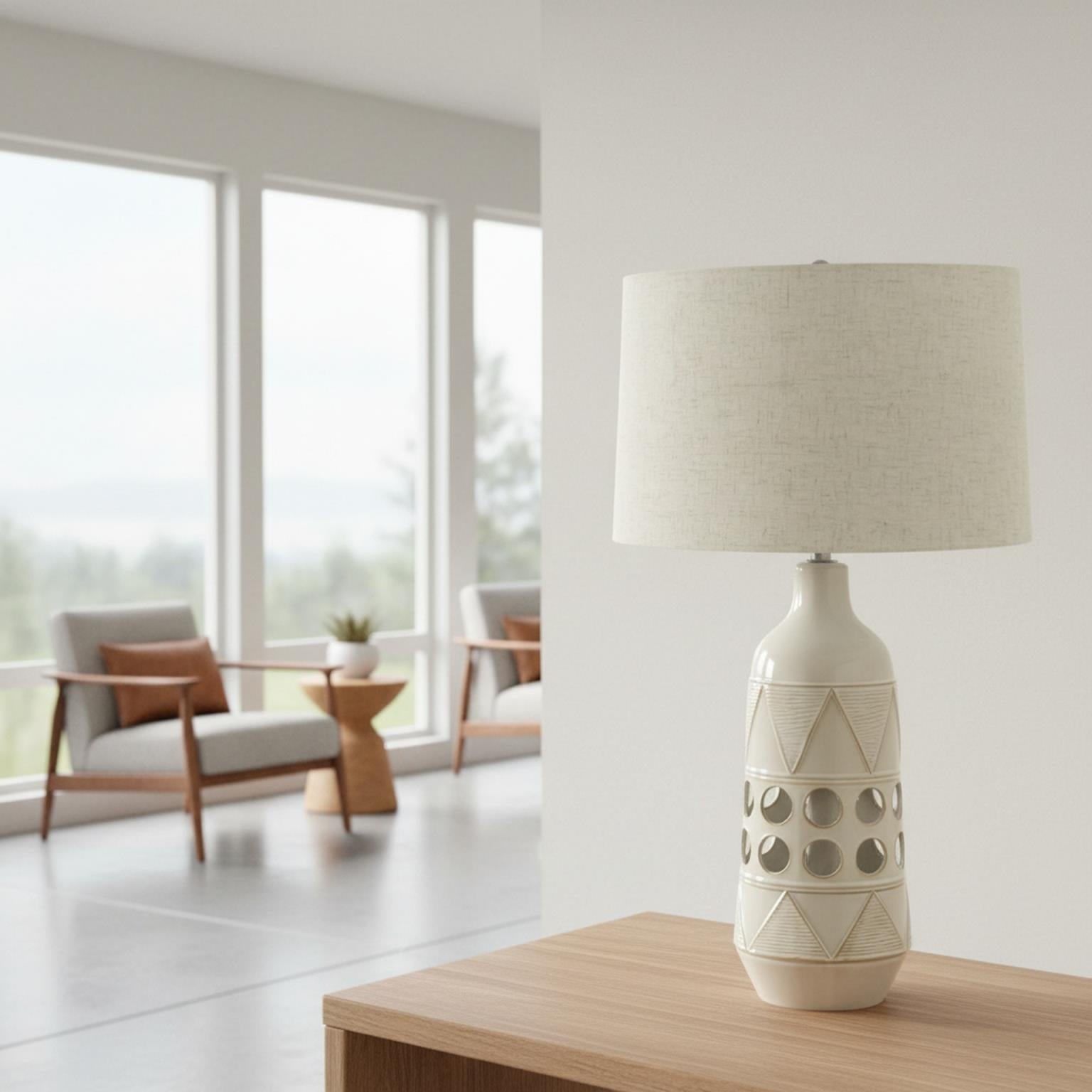 Glow, 28 5" ceramic table lamp w/ night light , sold as 2pk