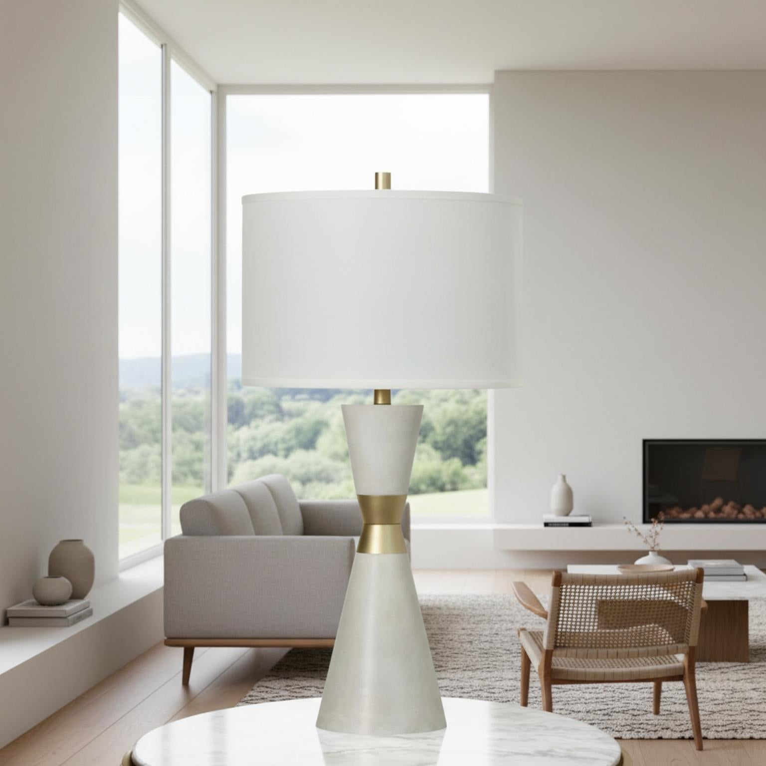 Hourglass, 30 5" resin and metal table lamp in , sold as 2pk