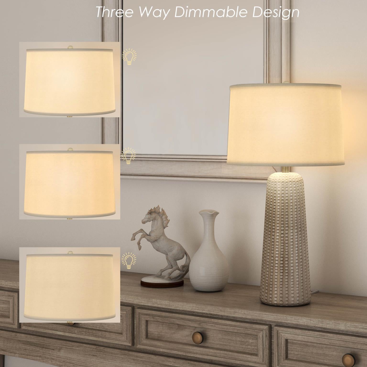 Marissa, 31" resin table lamp in beige finish, sold as 2pk
