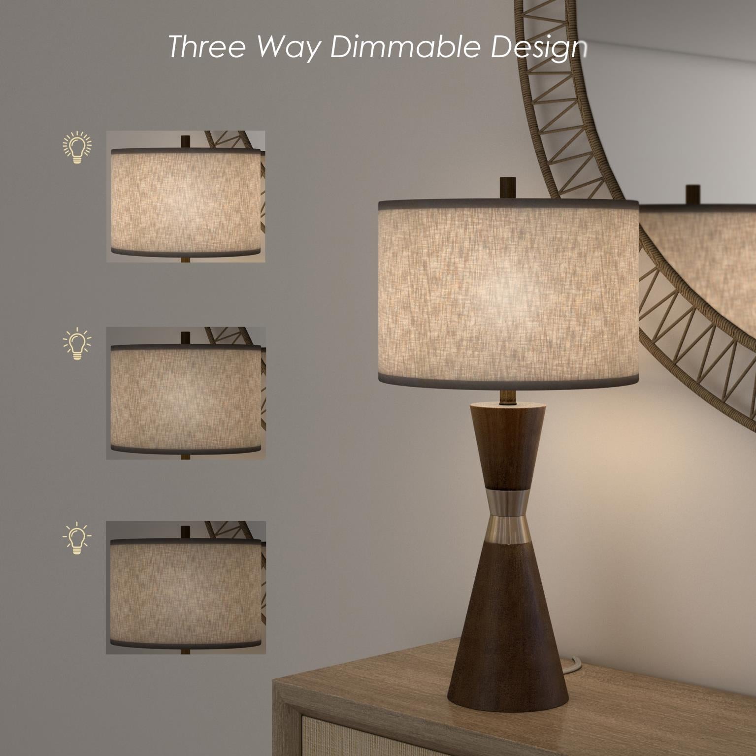 Hourglass, 30.5" resin and metal table lamp in brown finish, sold as 2pk