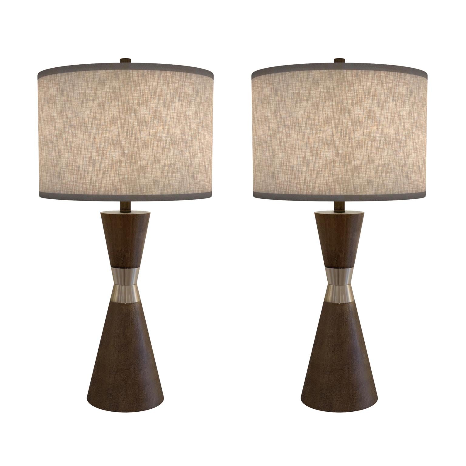 Hourglass, 30 5" resin and metal table lamp in , sold as 2pk