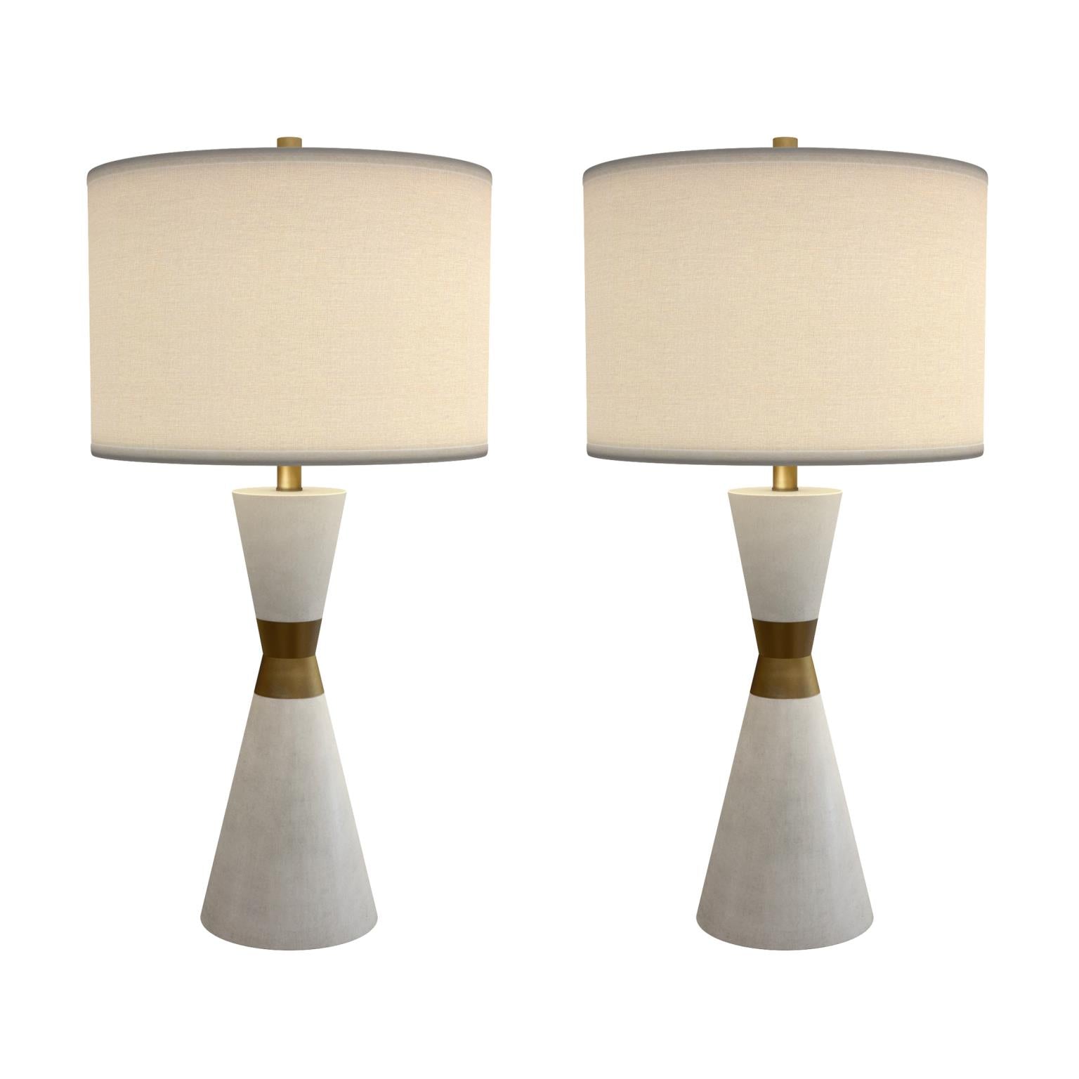 Hourglass, 30 5" resin and metal table lamp in , sold as 2pk