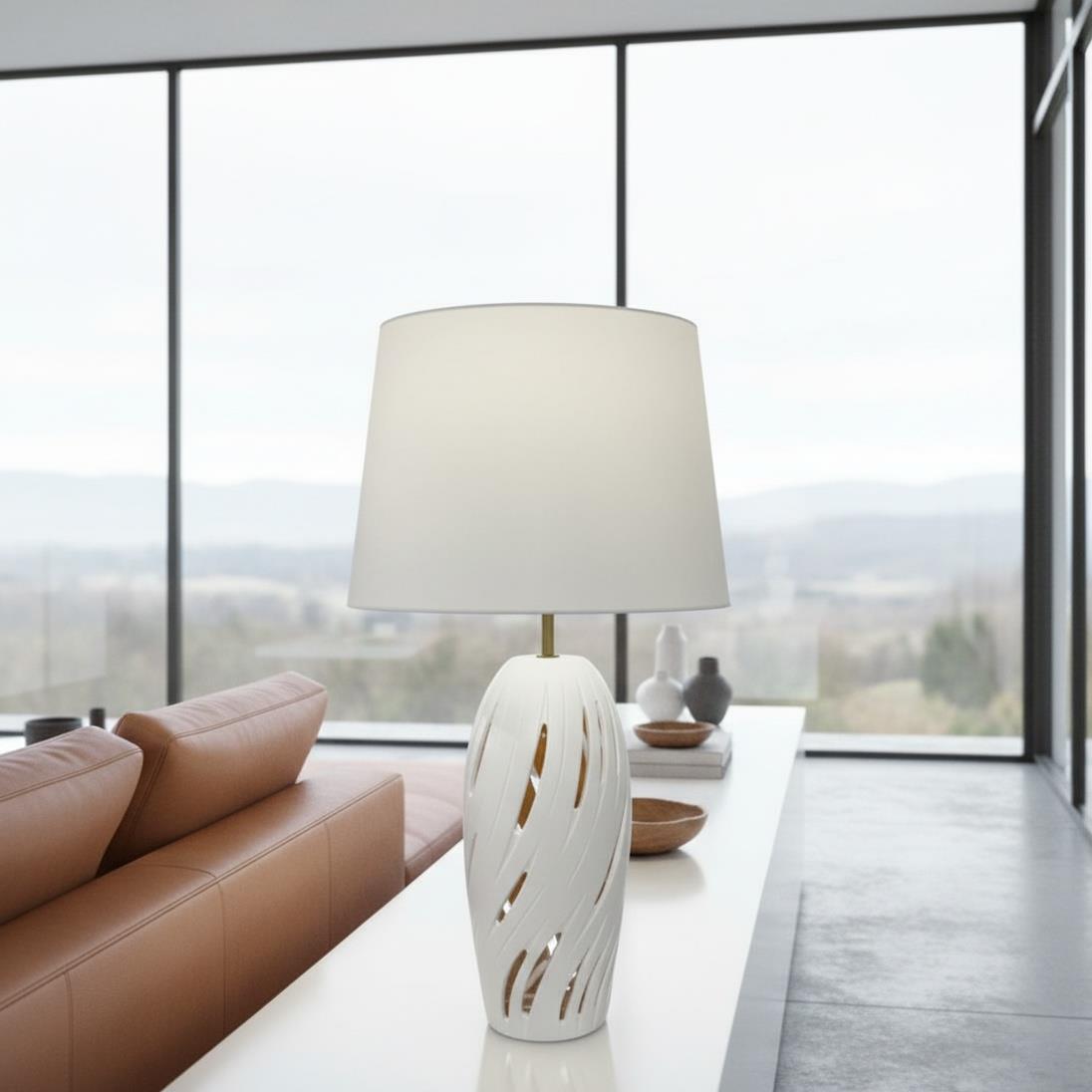 Lotus, 27" Night Light Table Lamp (2pk). White finish