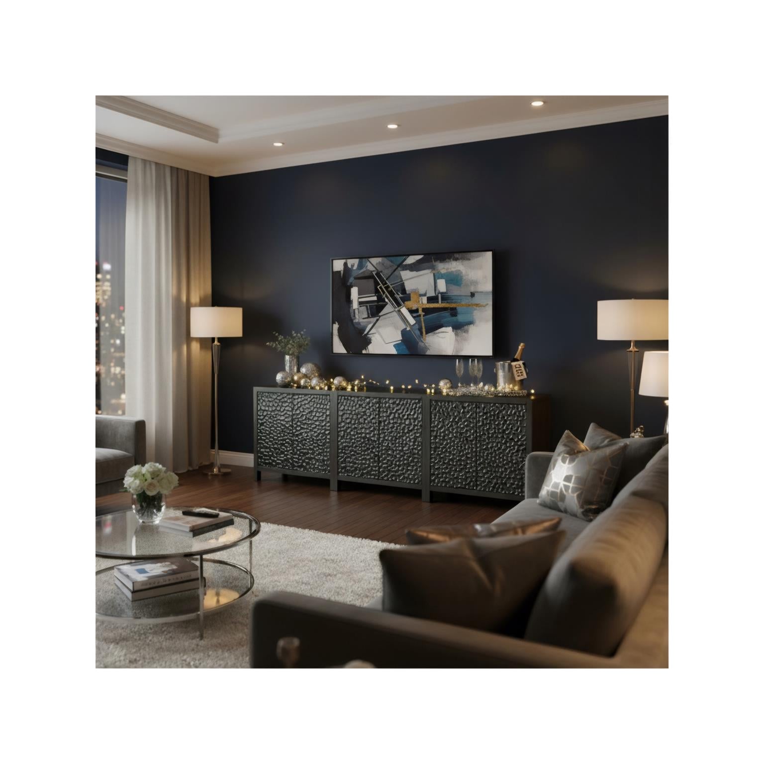 Midtown 2-Door Bunching Credenza. Black finish