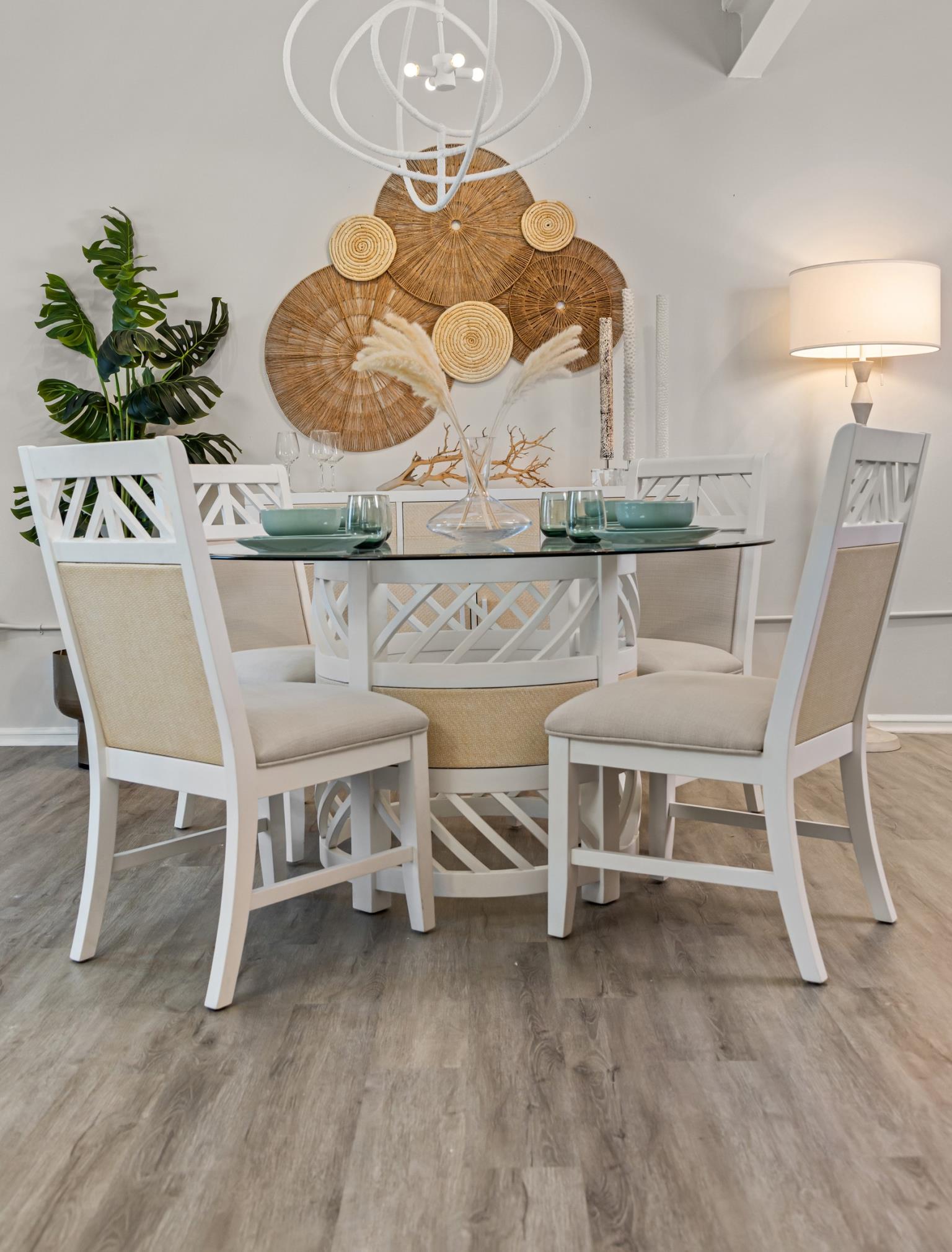 Miramar Side Chair (2pk; priced individually). Sand and Stark White Finish