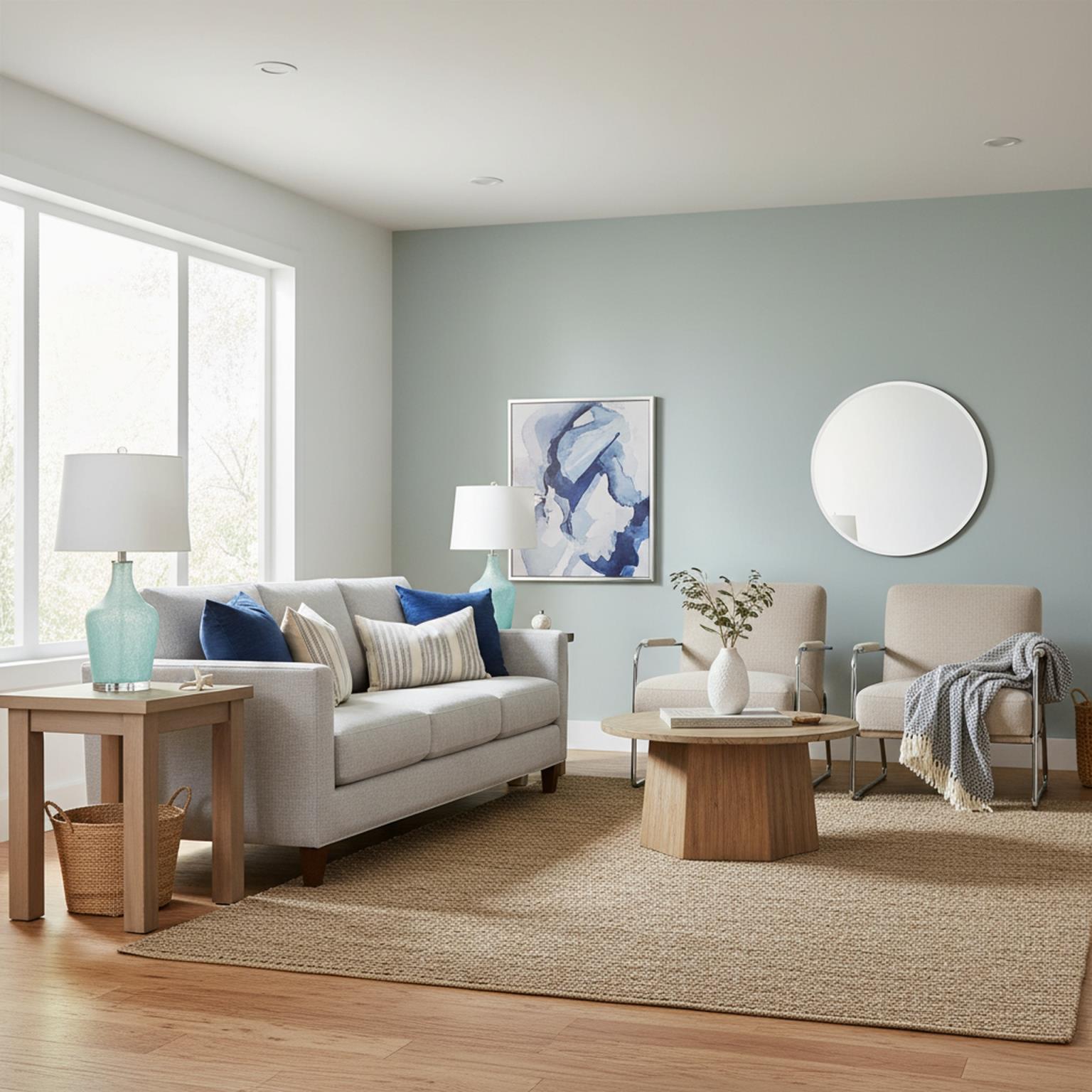 Mist, 25" Aqua Glass Table Lamp, sold as 2 pack