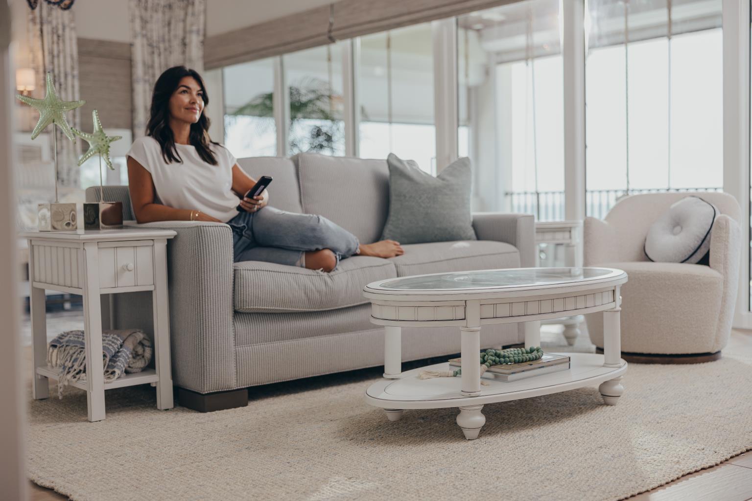 Monaco Oval Coffee Table Blanc Finish