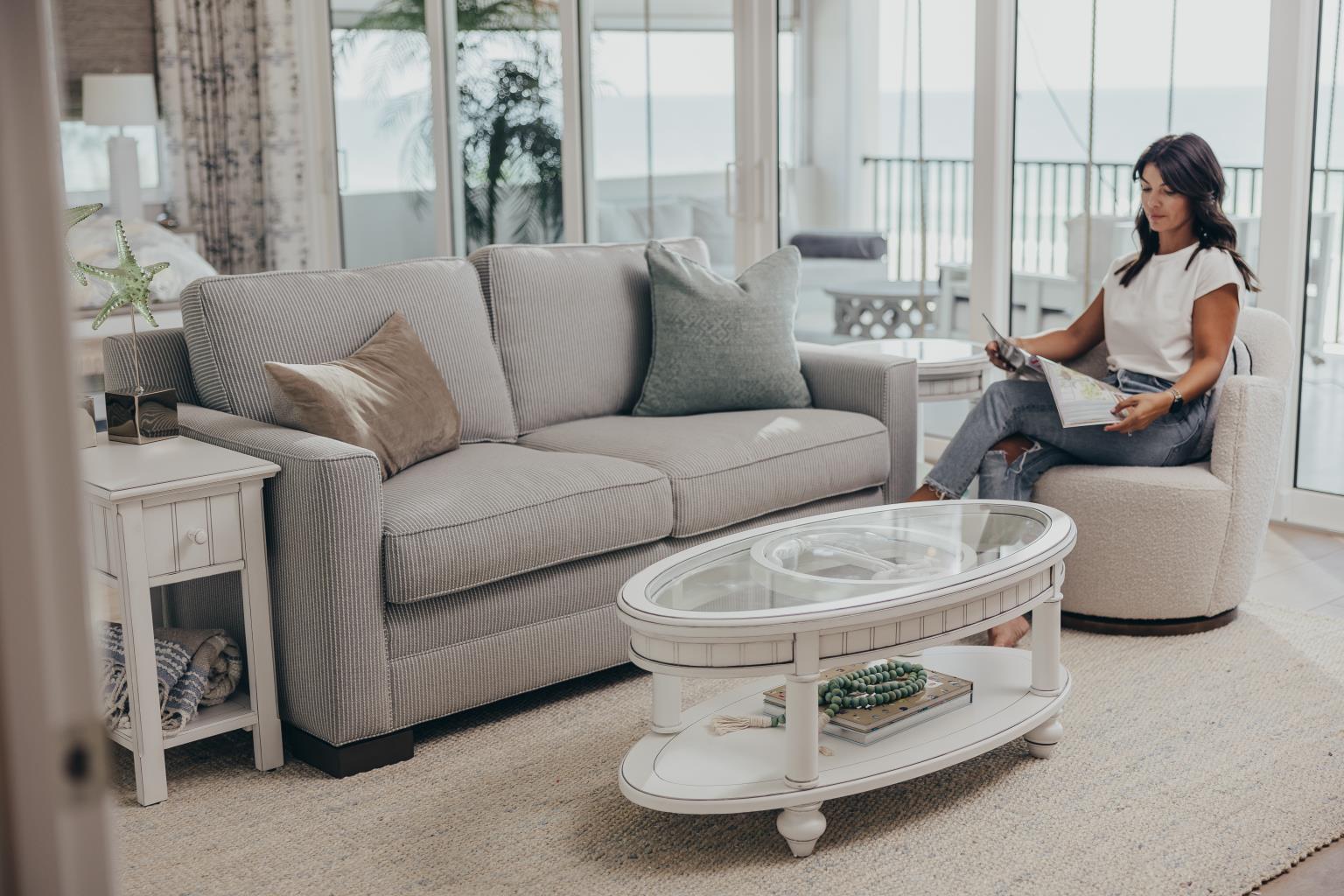 Monaco Oval Coffee Table Blanc Finish