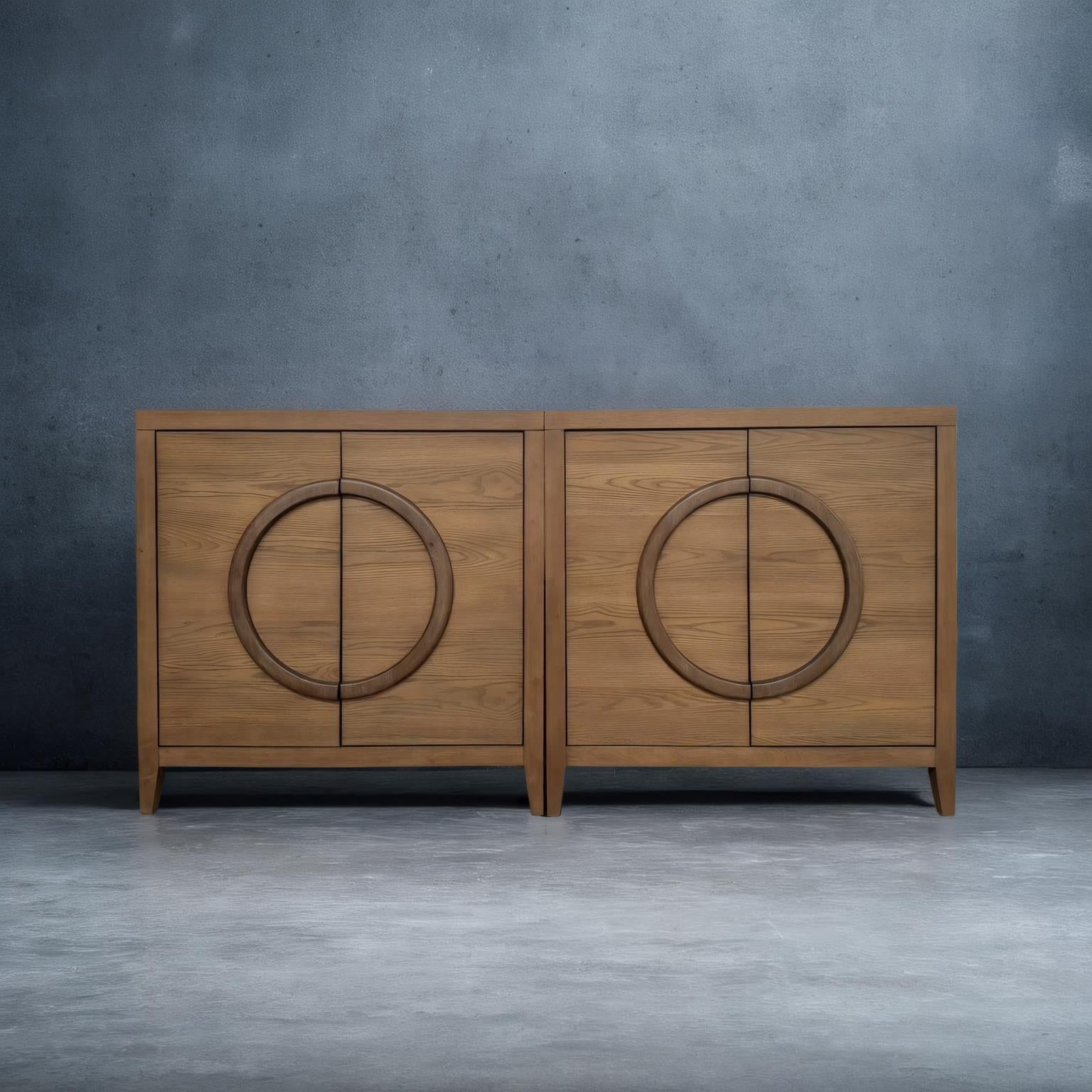 Pacific Heights 2-Door Bunching Credenza. Oak and Walnut finish