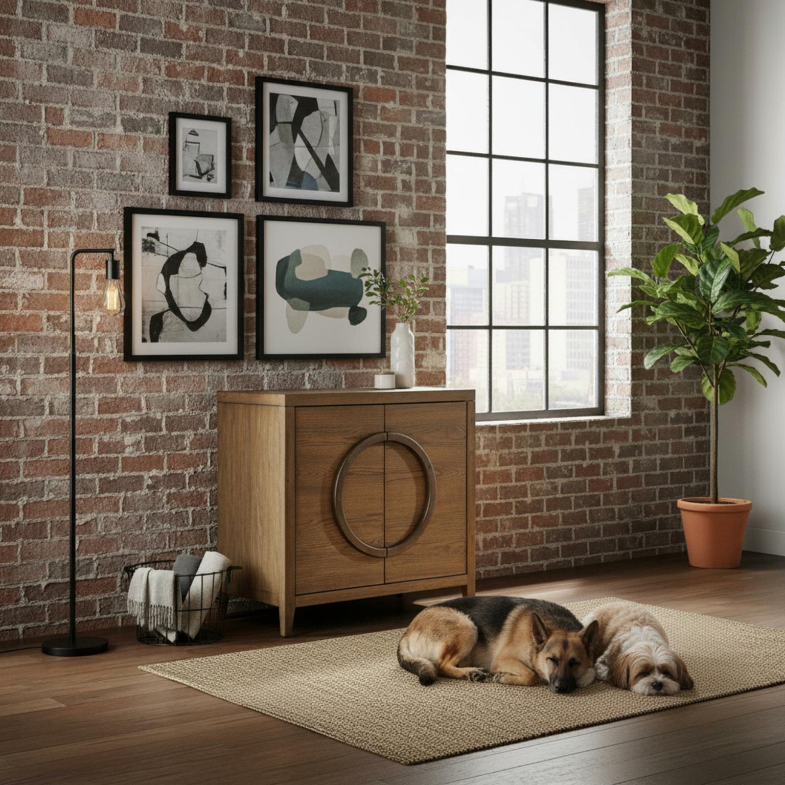 Pacific Heights 2-Door Bunching Credenza. Oak and Walnut finish