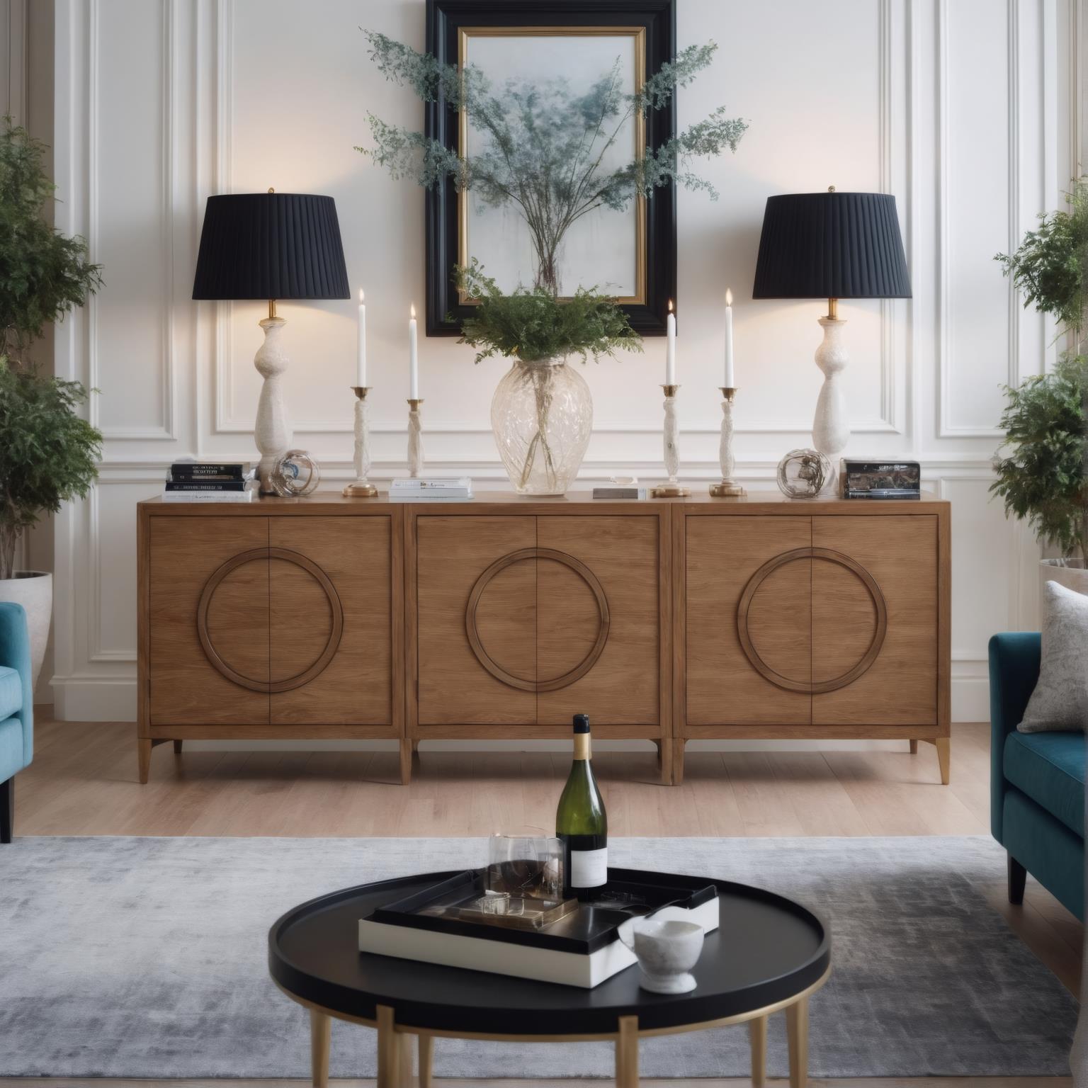 Pacific Heights 2-Door Bunching Credenza. Oak and Walnut finish