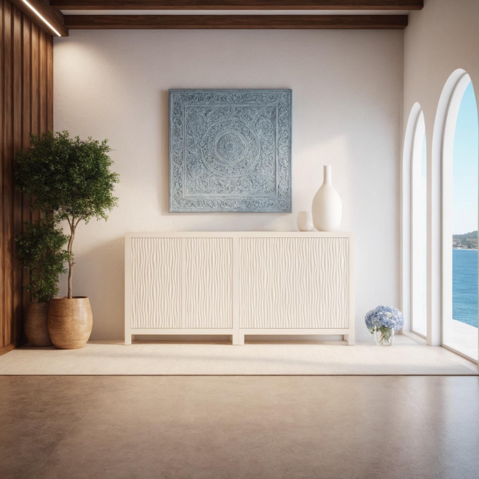 Palisades 2-Door Bunching Credenza. White finish