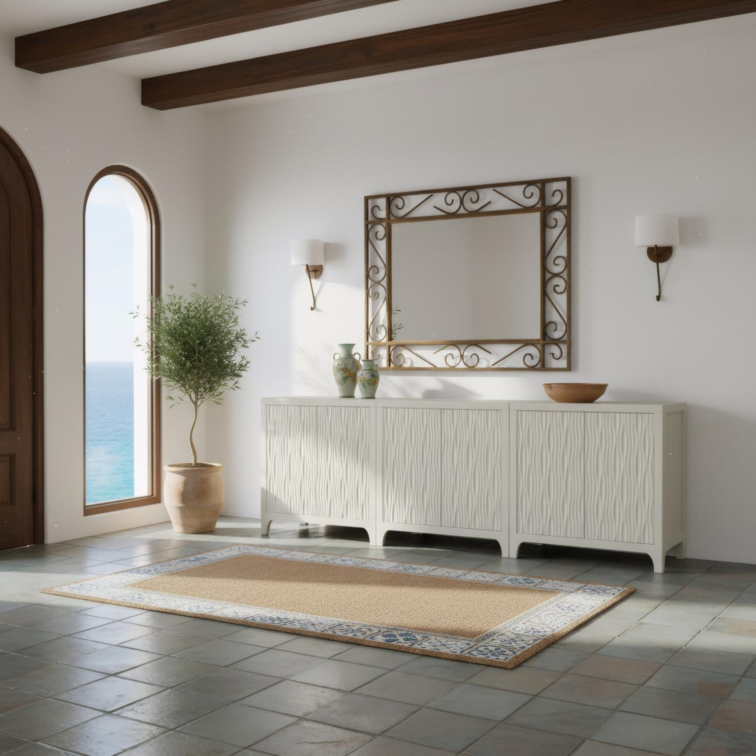 Palisades 2-Door Bunching Credenza. White finish