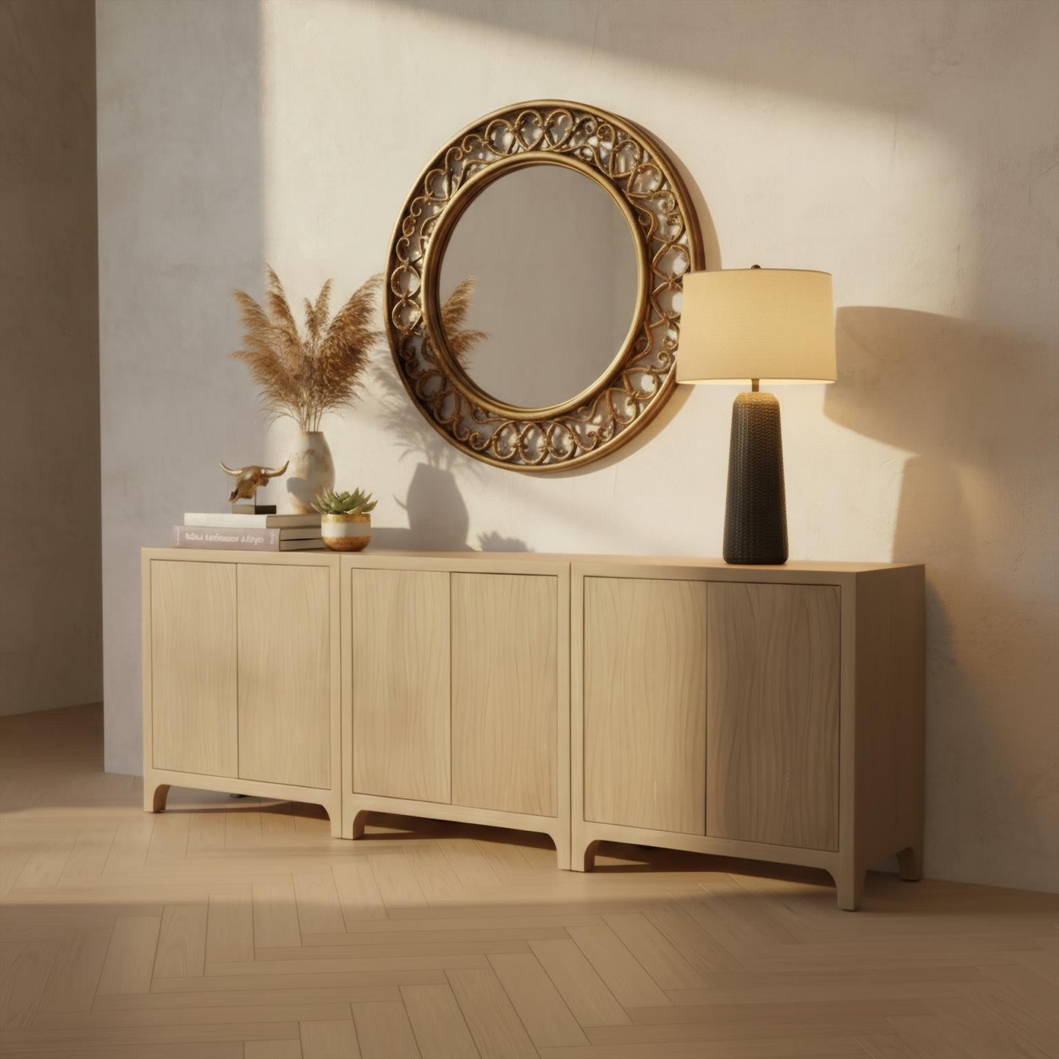 Palisades 2-Door Bunching Credenza. Natural finish