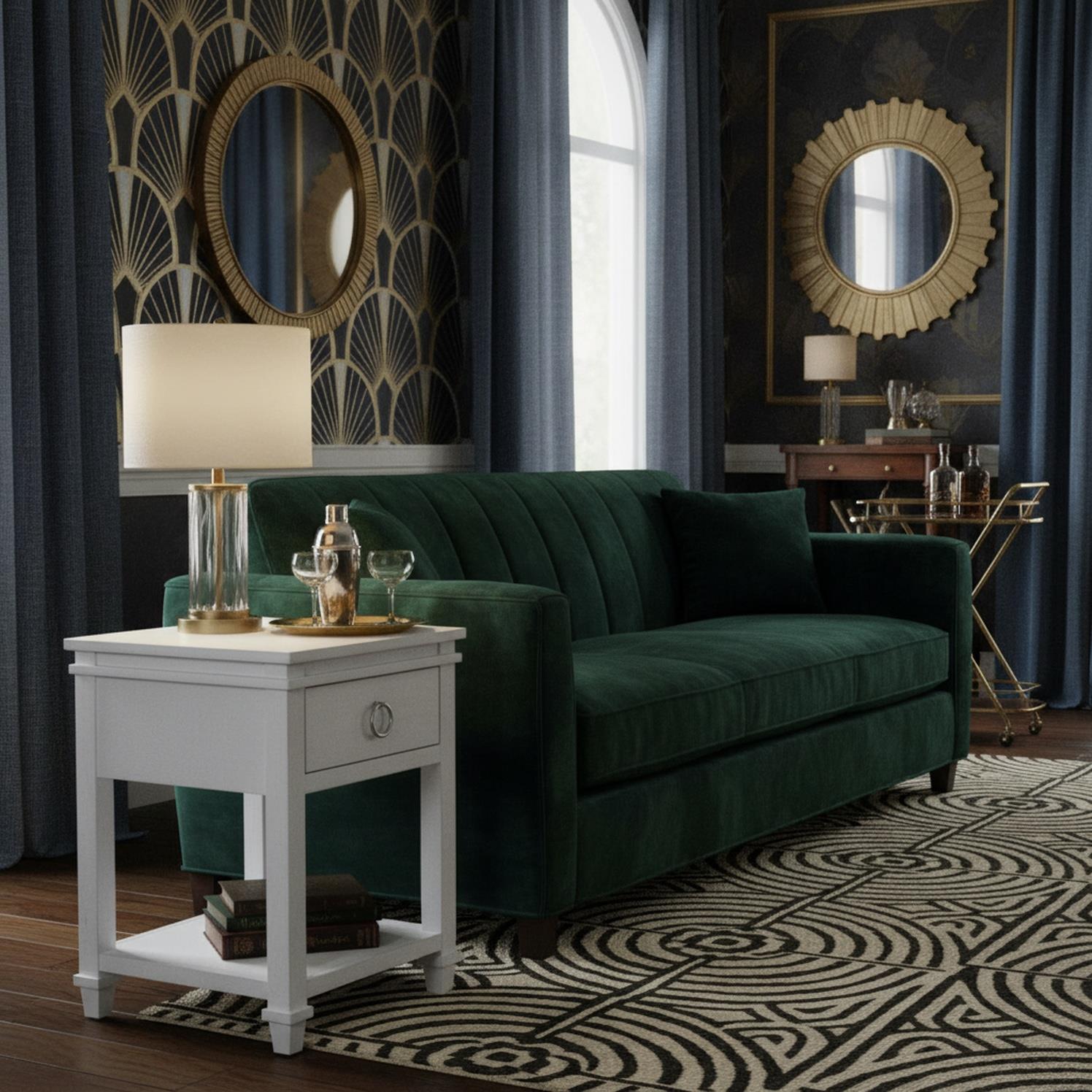 Point Breeze 1-Drawer Chairside Table. Fresh White Finish