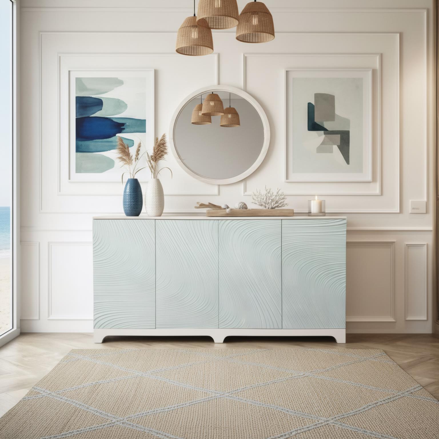 Positano Credenza. Aqua finish