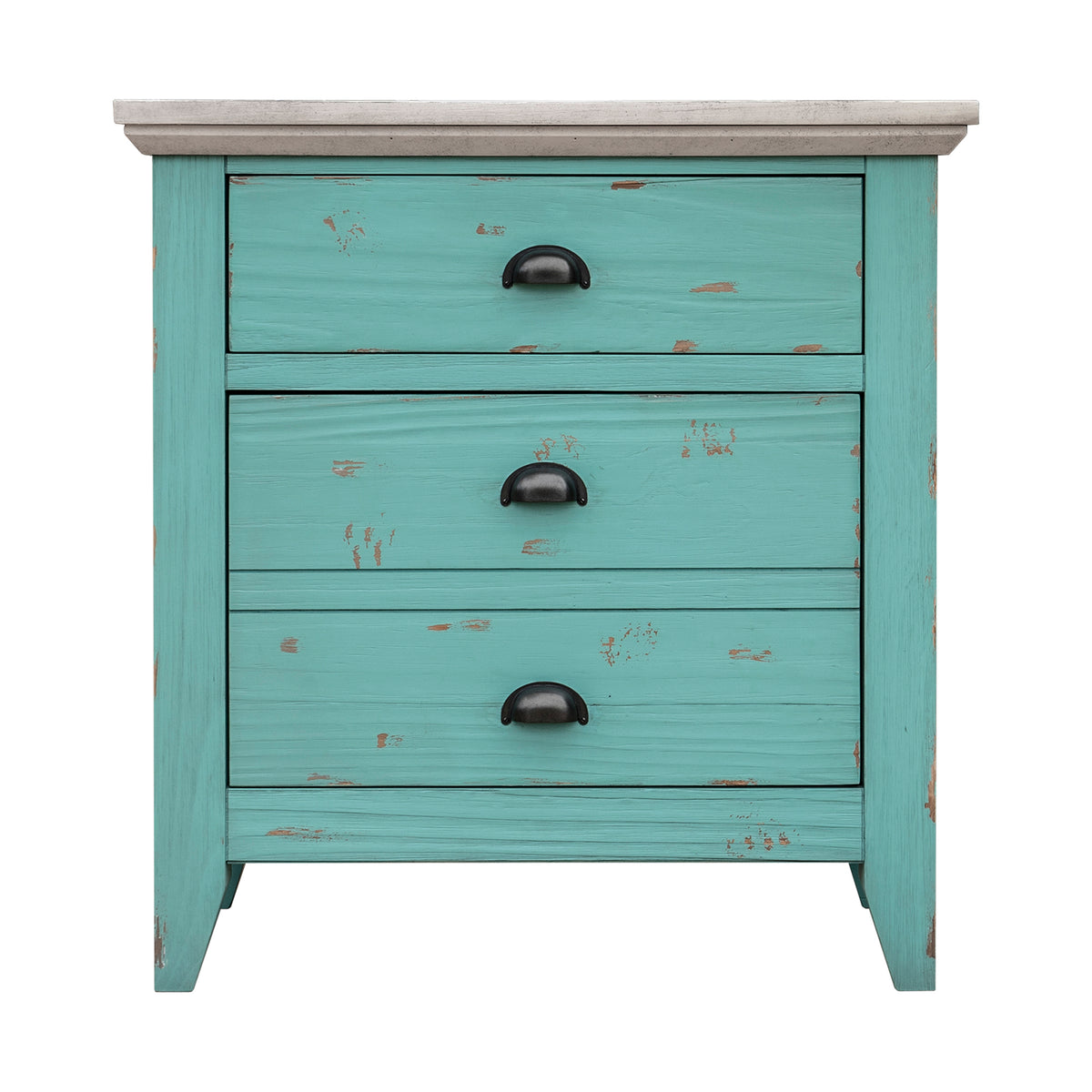 Rosalyn 3 Drawer Nightstand (Ocean Green)