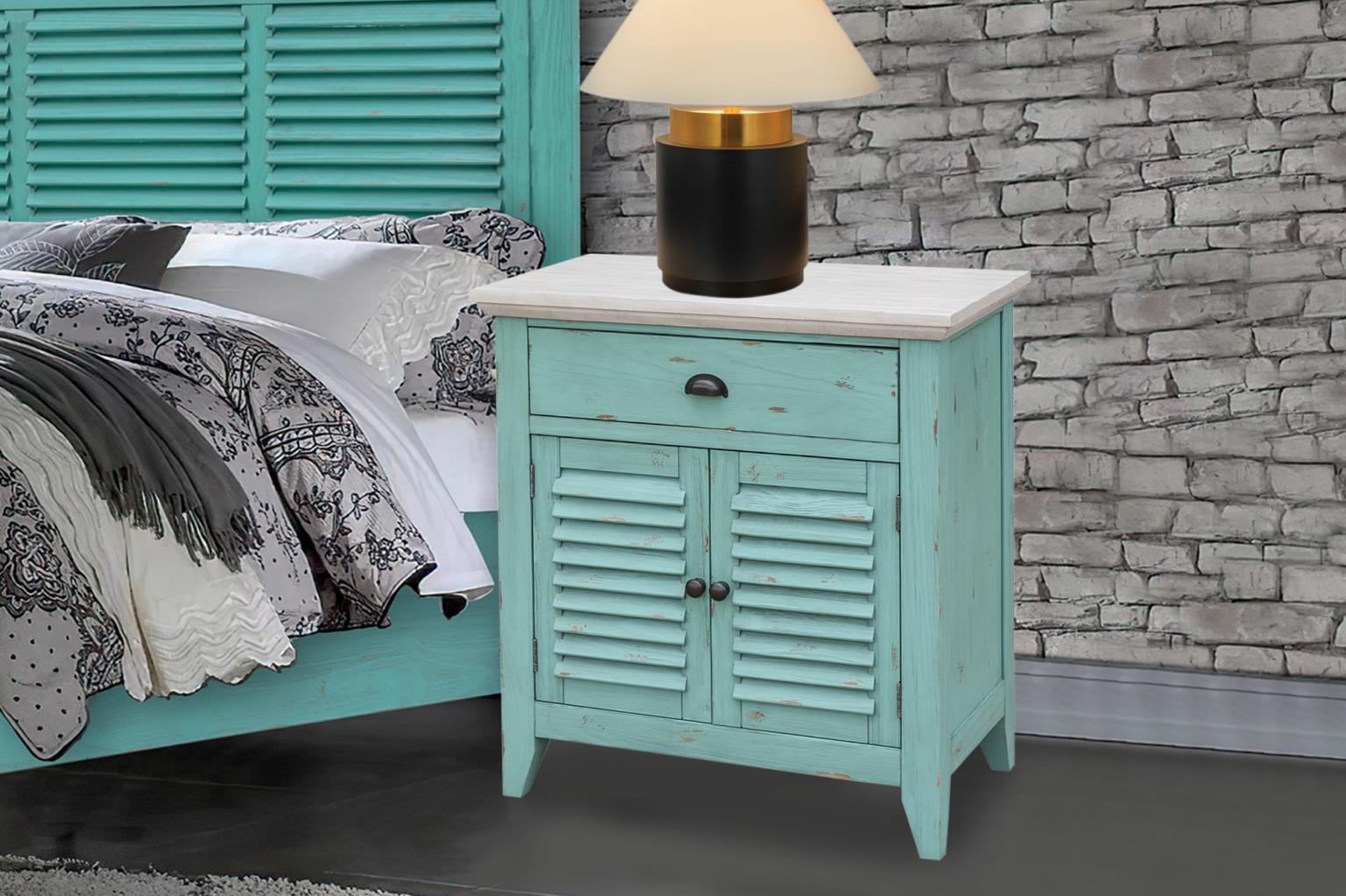 Rosalyn Small Door Nightstand (Ocean Green)