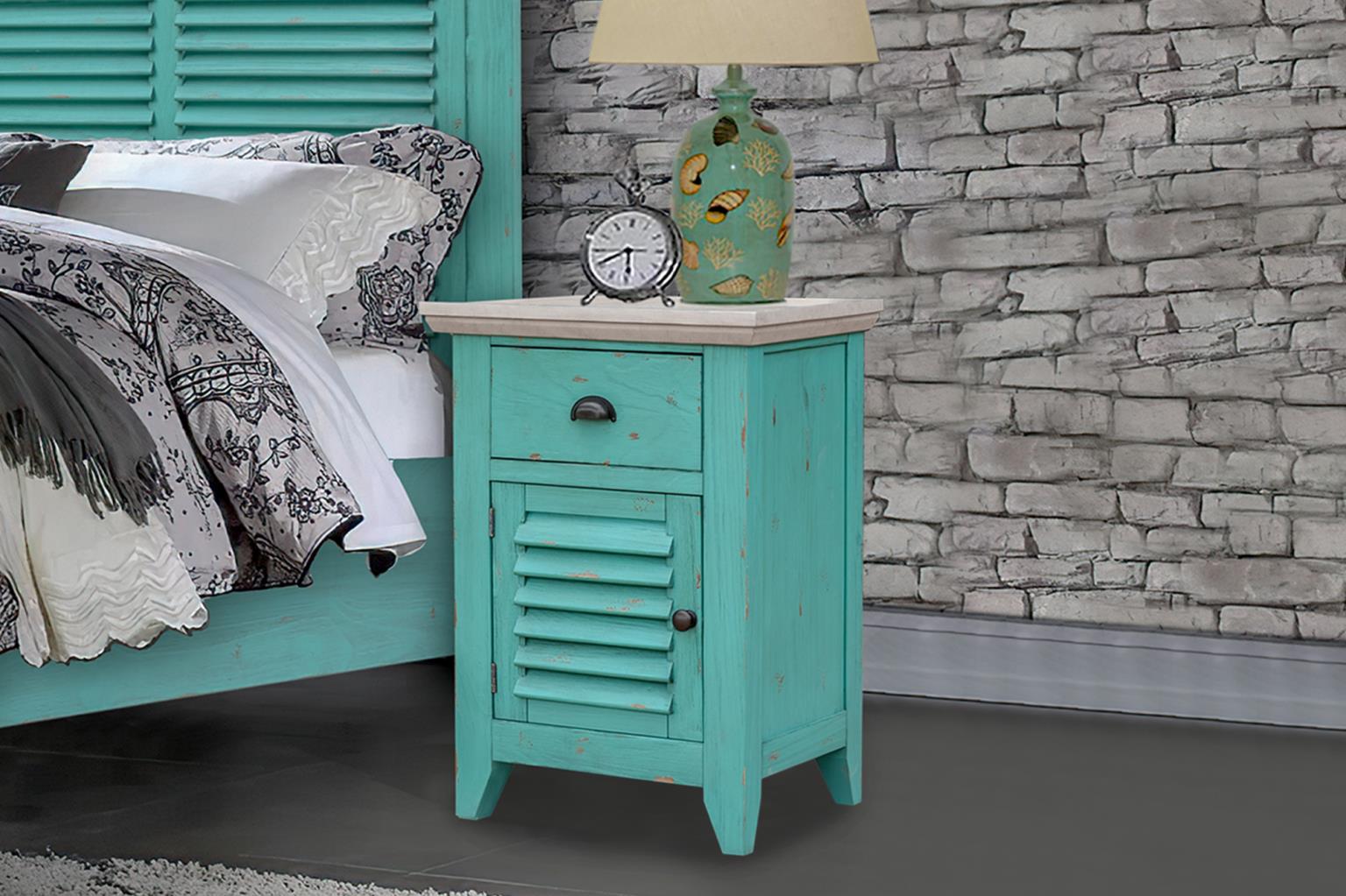 Rosalyn Small Door Nightstand (Ocean Green)