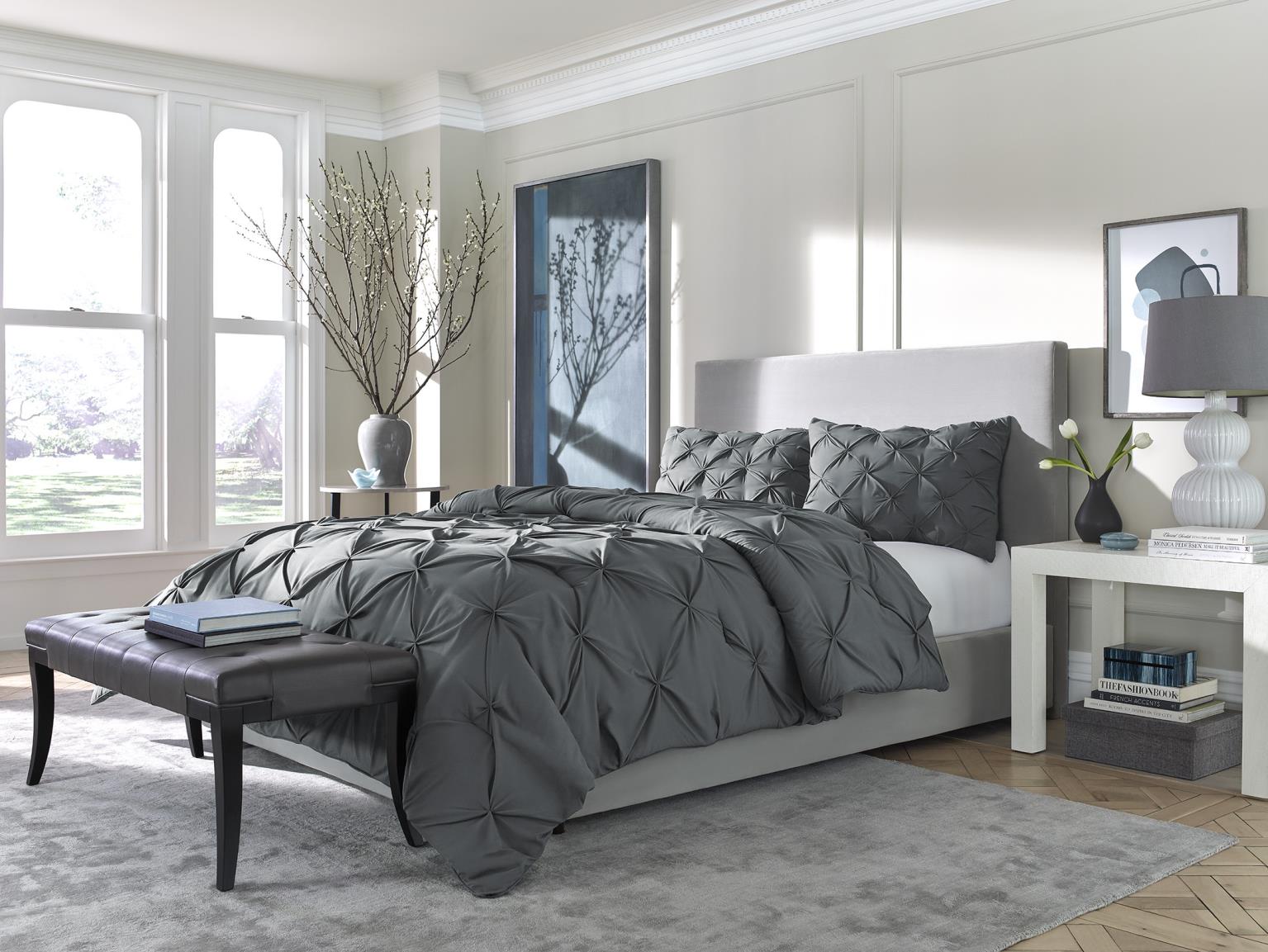 Tranquility Pinch Pleat Comforter with Matching Pillow Shams
