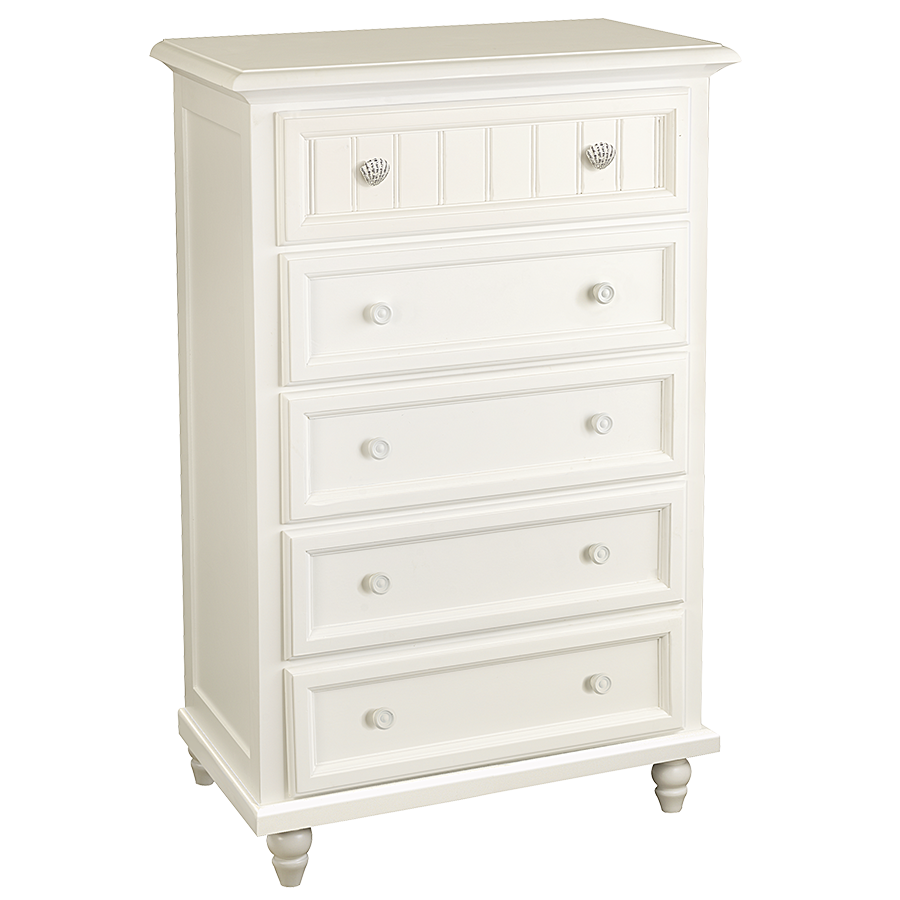 Sea Haven 5 Drawer Chest - White