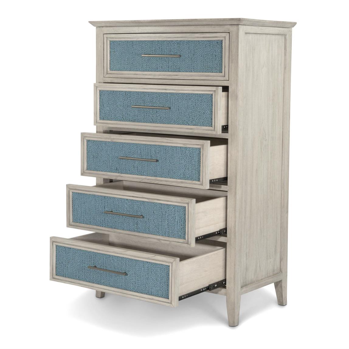 Ocean Isles 5 Drawer Woven Chest, Ocean Blue