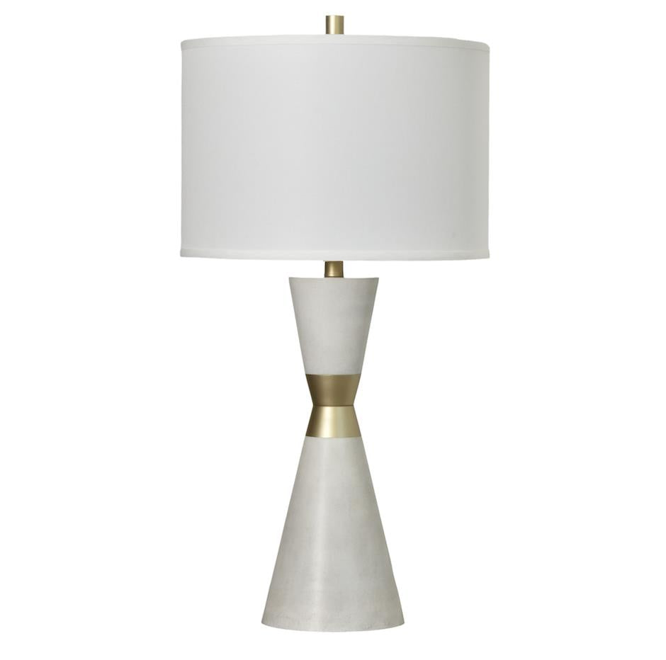 Hourglass, 30.5" resin and metal table lamp in white finish, sold as 2pk