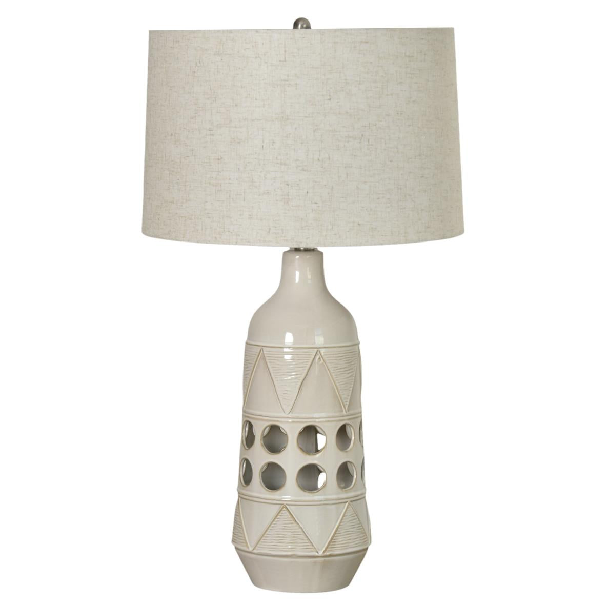 Glow, 28.5" ceramic table lamp w/ night light. White finish, sold as 2pk